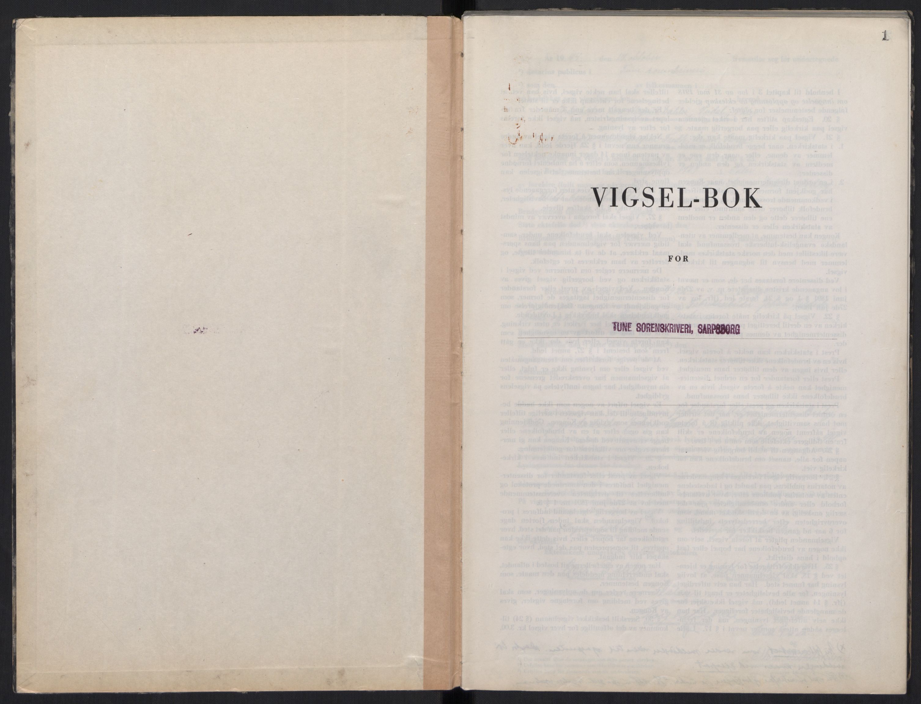 Tune sorenskriveri, AV/SAO-A-10470/L/Lb/L0003: Vigselprotokoll, 1944-1951, p. 1