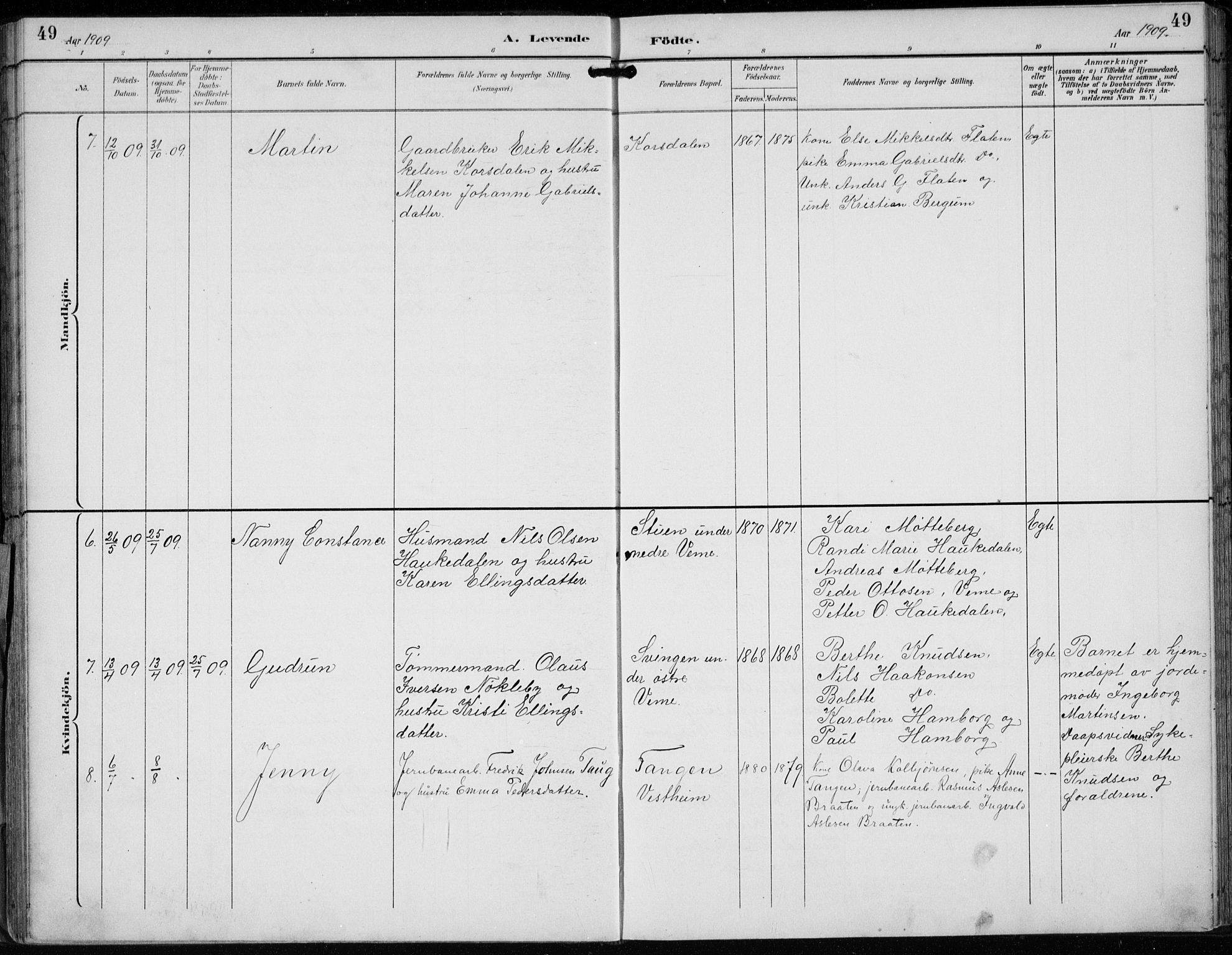 Lunder kirkebøker, AV/SAKO-A-629/F/Fb/L0001: Parish register (official) no. II 1, 1893-1916, p. 49