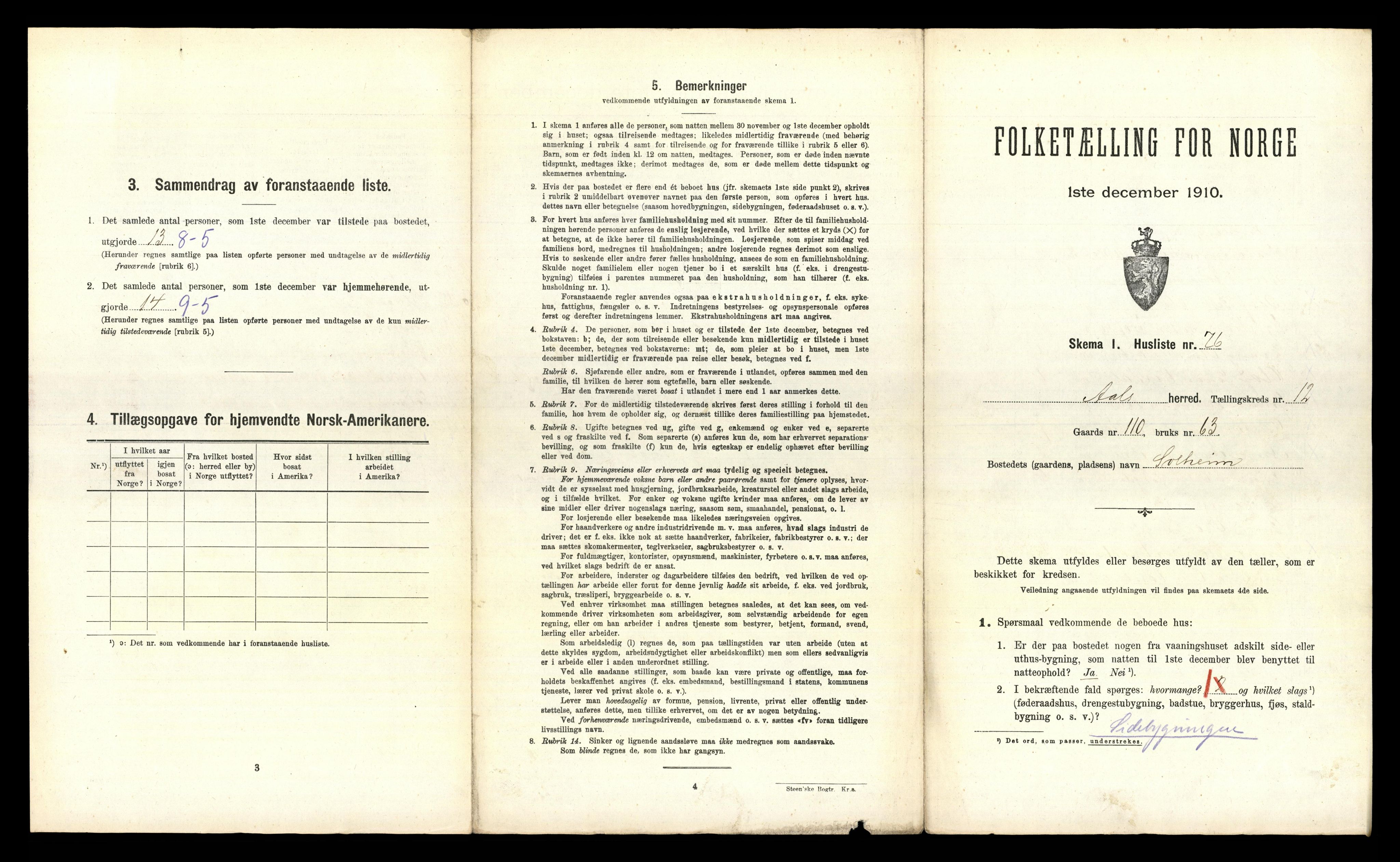 RA, 1910 census for Ål, 1910, p. 1147