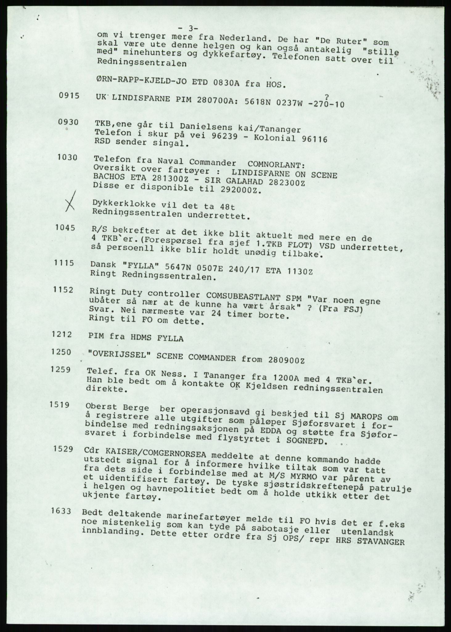 Justisdepartementet, Granskningskommisjonen ved Alexander Kielland-ulykken 27.3.1980, RA/S-1165/D/L0017: P Hjelpefartøy (Doku.liste + P1-P6 av 6)/Q Hovedredningssentralen (Q0-Q27 av 27), 1980-1981, p. 250