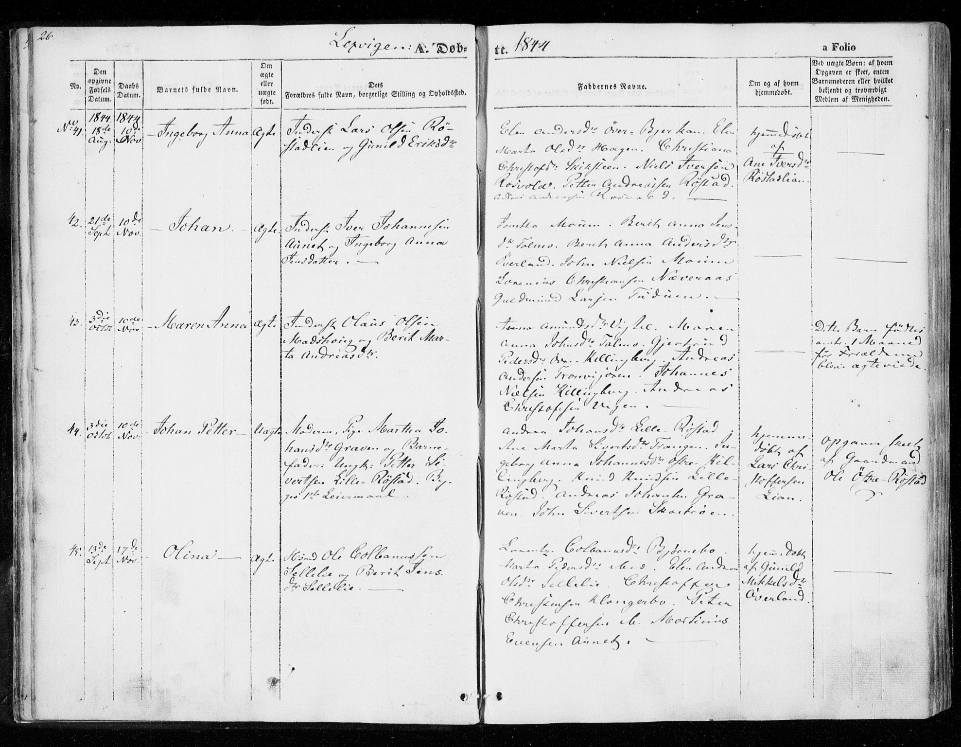 Ministerialprotokoller, klokkerbøker og fødselsregistre - Nord-Trøndelag, AV/SAT-A-1458/701/L0007: Parish register (official) no. 701A07 /1, 1842-1854, p. 26