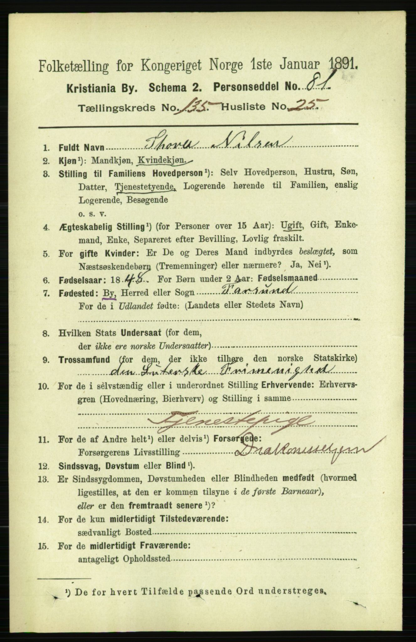 RA, 1891 census for 0301 Kristiania, 1891, p. 74845