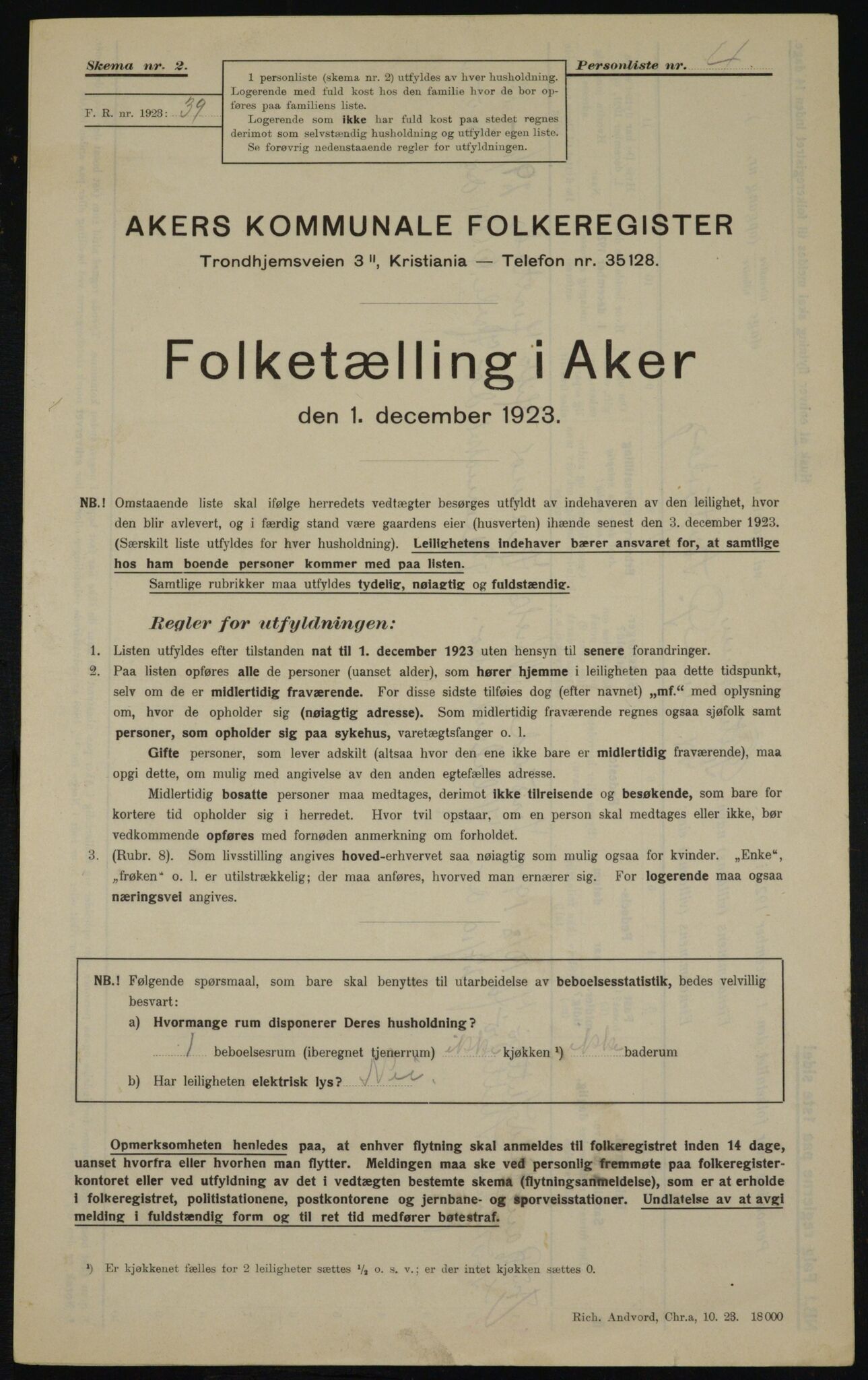 , Municipal Census 1923 for Aker, 1923, p. 22472