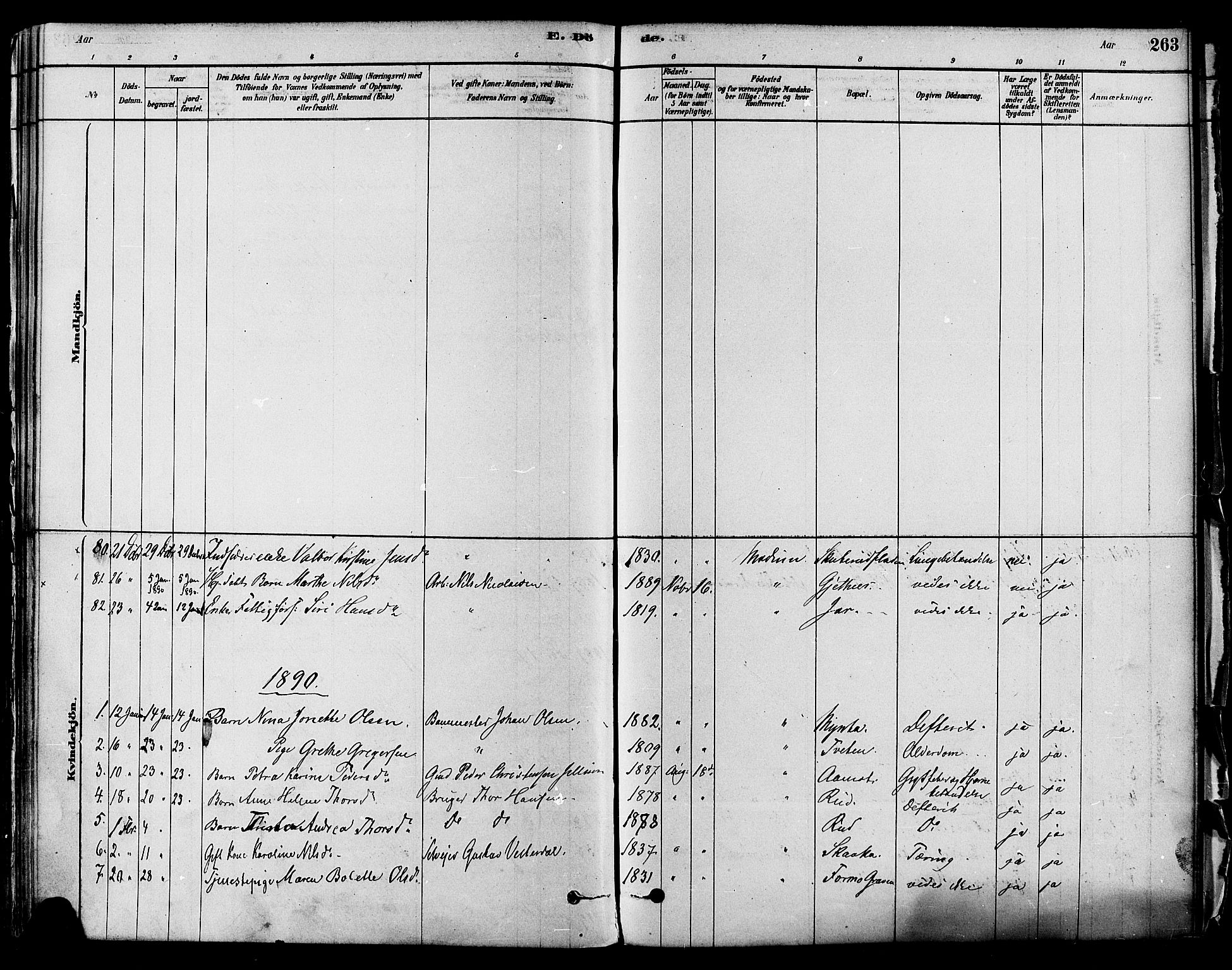 Modum kirkebøker, AV/SAKO-A-234/F/Fa/L0011: Parish register (official) no. 11, 1877-1889, p. 263