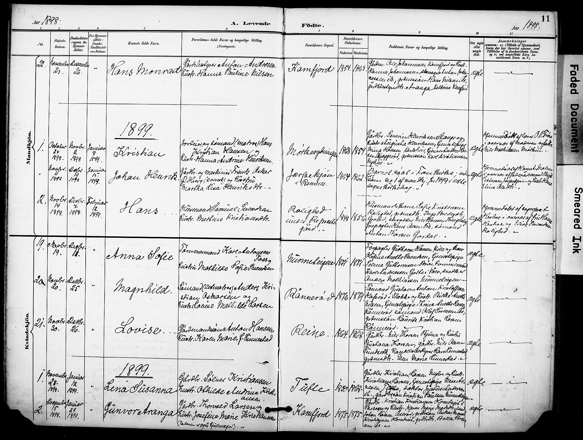 Ramnes kirkebøker, AV/SAKO-A-314/F/Fa/L0008: Parish register (official) no. I 8, 1896-1913, p. 11