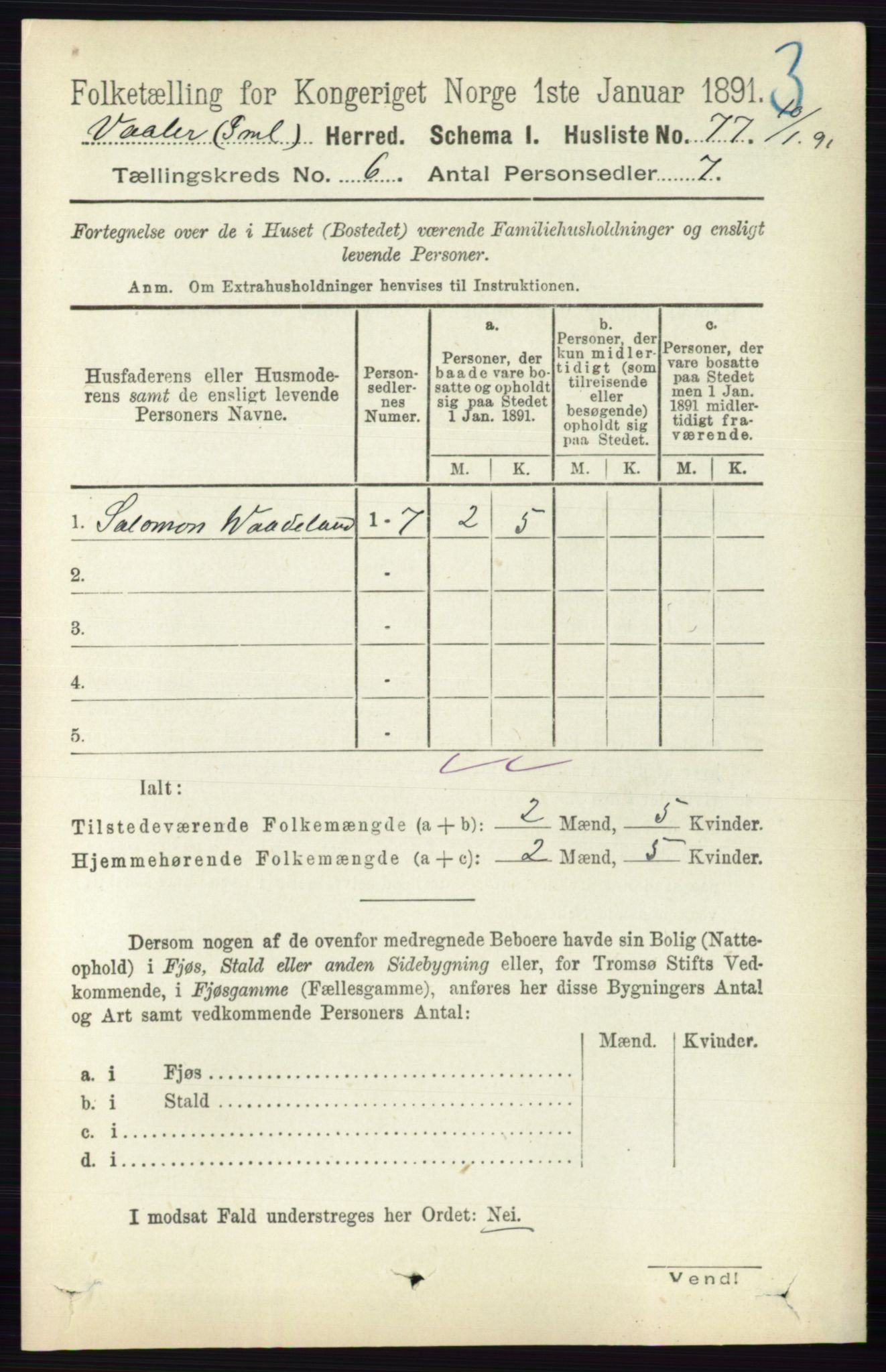 RA, 1891 census for 0137 Våler, 1891, p. 2332