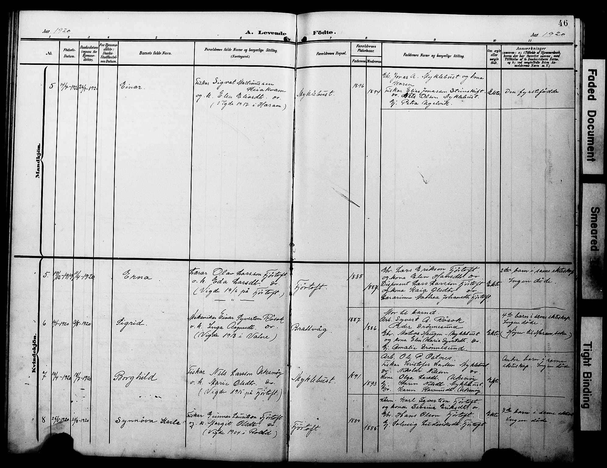 Ministerialprotokoller, klokkerbøker og fødselsregistre - Møre og Romsdal, AV/SAT-A-1454/538/L0524: Parish register (copy) no. 538C02, 1901-1931, p. 46