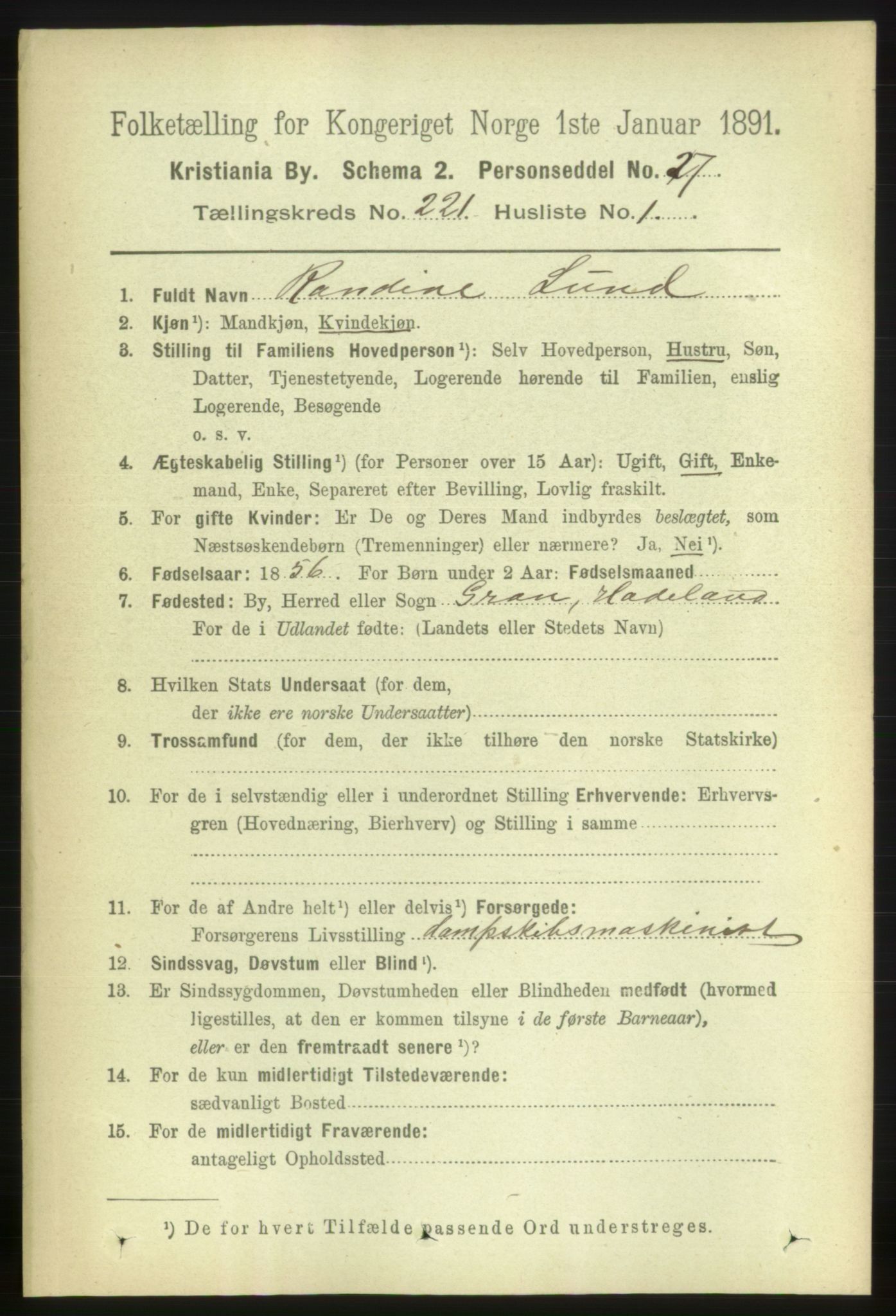 RA, 1891 census for 0301 Kristiania, 1891, p. 131899