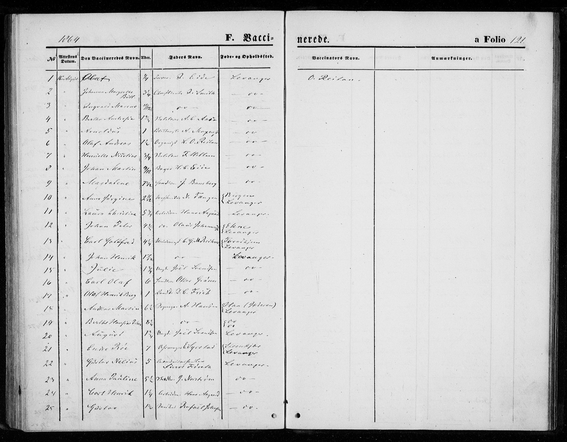 Ministerialprotokoller, klokkerbøker og fødselsregistre - Nord-Trøndelag, SAT/A-1458/720/L0186: Parish register (official) no. 720A03, 1864-1874, p. 121