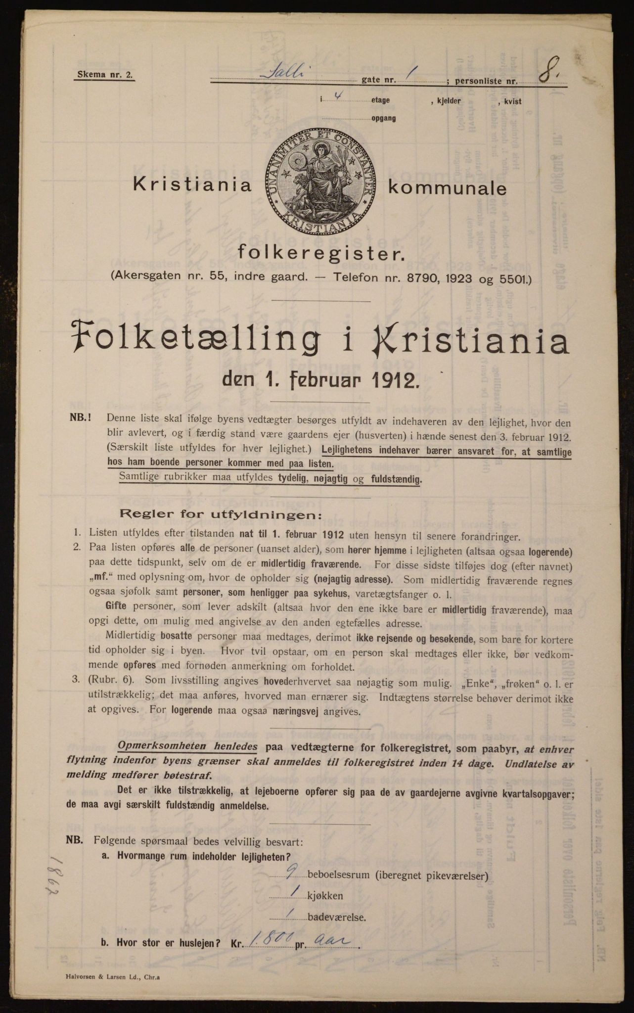 OBA, Municipal Census 1912 for Kristiania, 1912, p. 99945