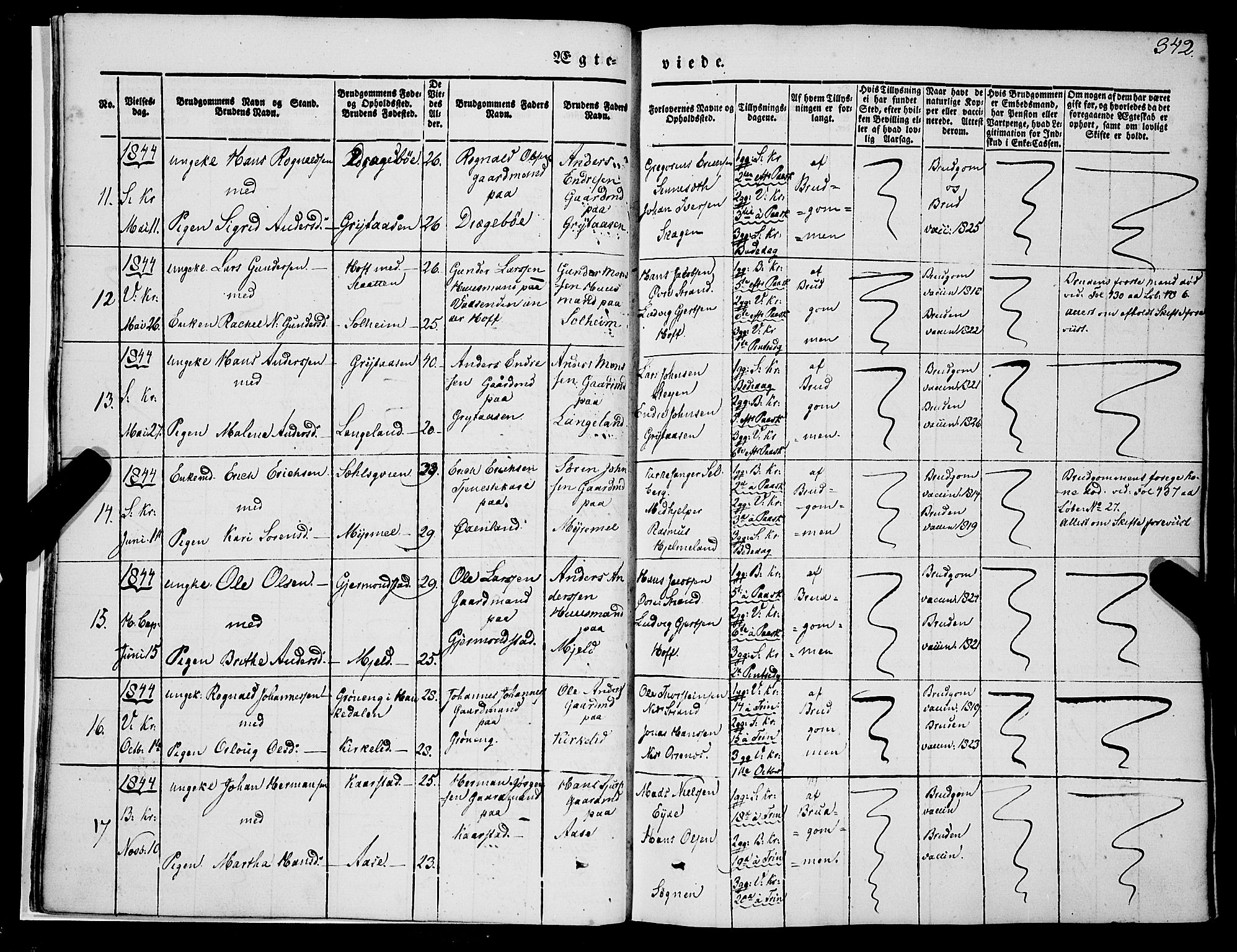 Gaular sokneprestembete, AV/SAB-A-80001/H/Haa: Parish register (official) no. A 4II, 1841-1859, p. 342