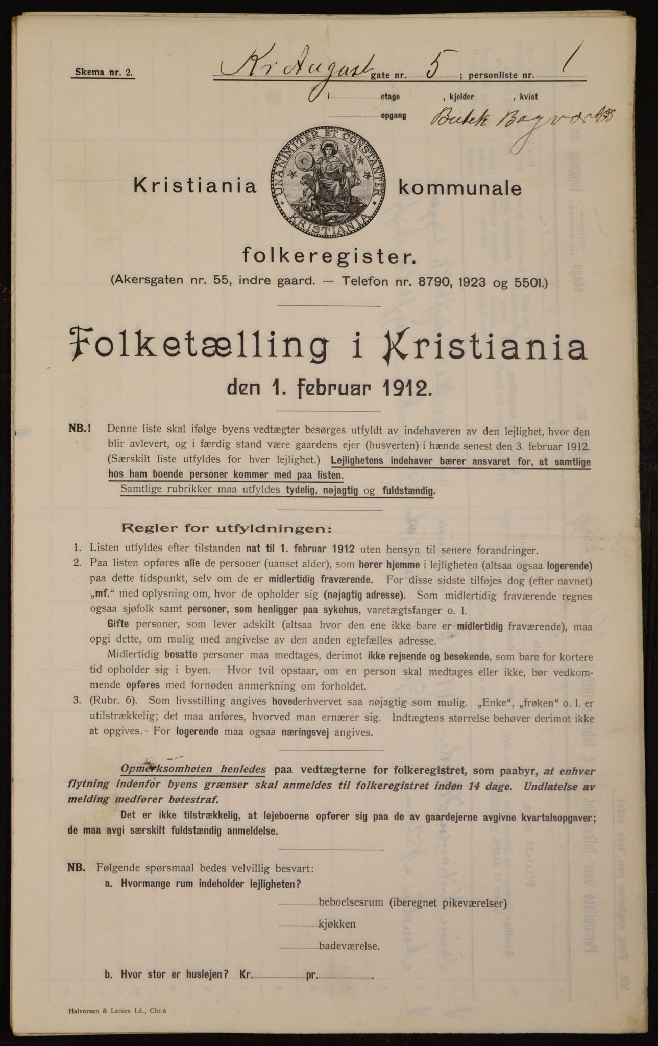 OBA, Municipal Census 1912 for Kristiania, 1912, p. 54208
