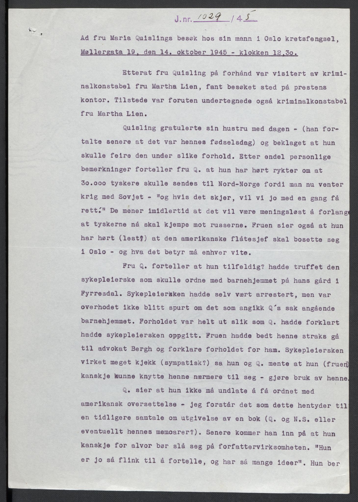 Landssvikarkivet, Oslo politikammer, AV/RA-S-3138-01/D/Da/L0003: Dnr. 29, 1945, p. 3507