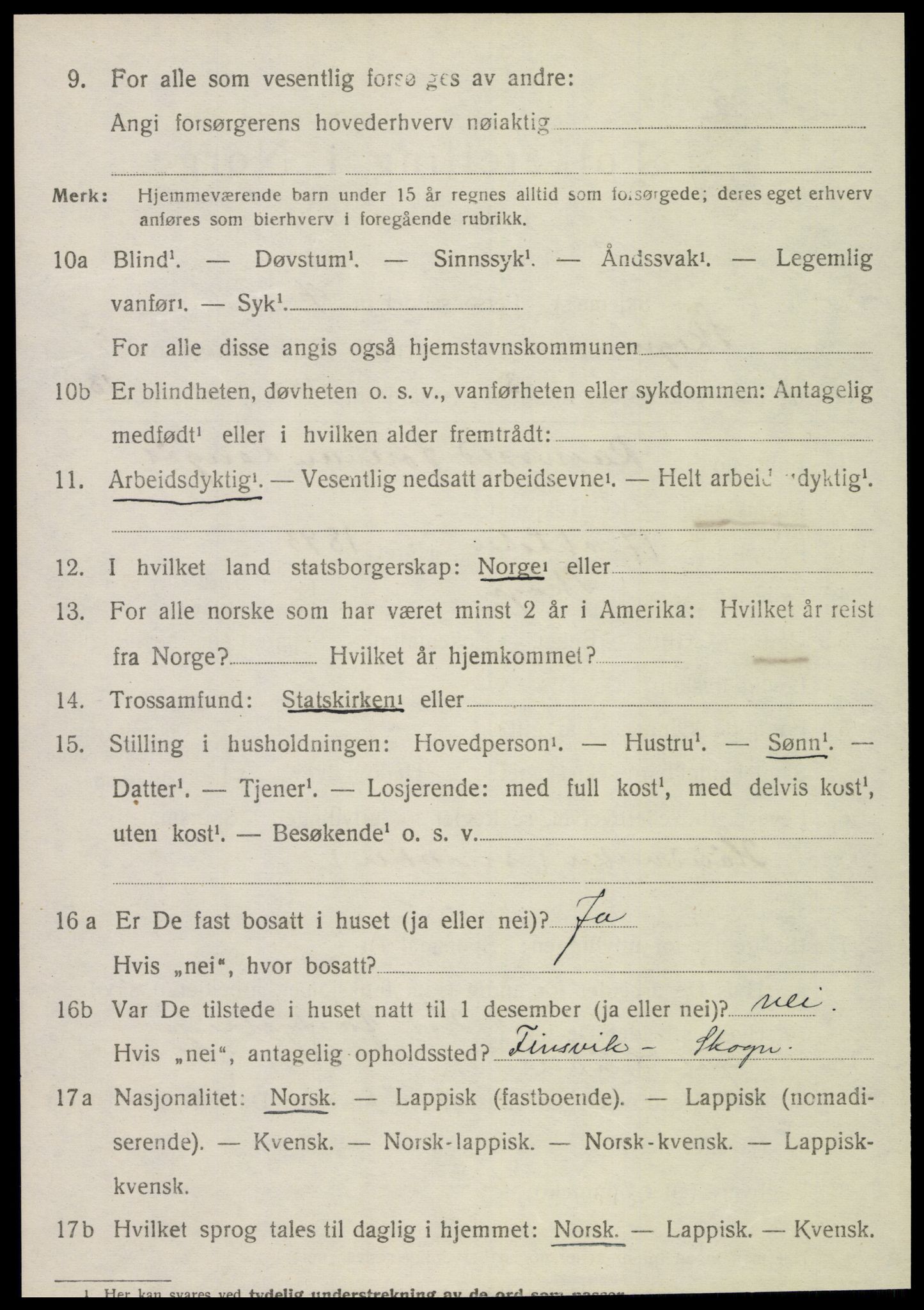 SAT, 1920 census for Skogn, 1920, p. 6508