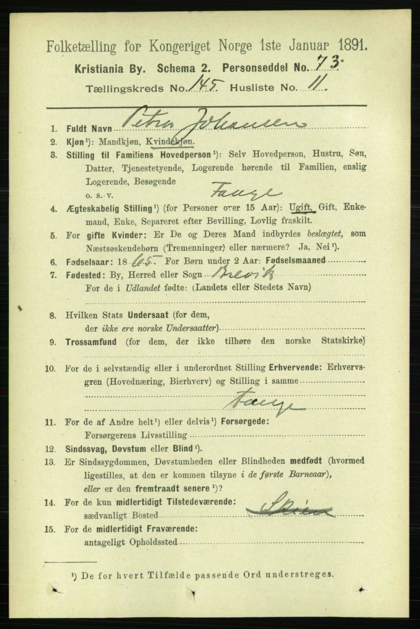 RA, 1891 census for 0301 Kristiania, 1891, p. 79738