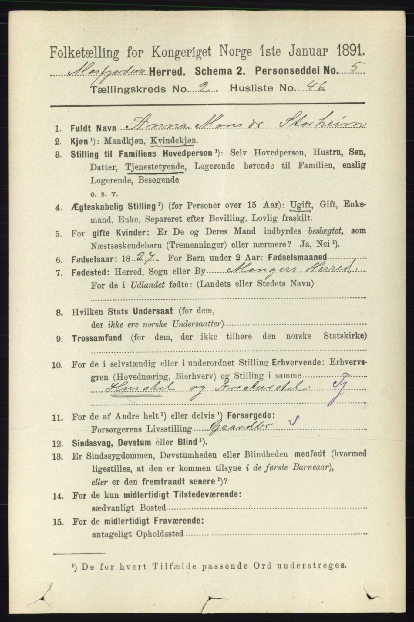 RA, 1891 census for 1266 Masfjorden, 1891, p. 483