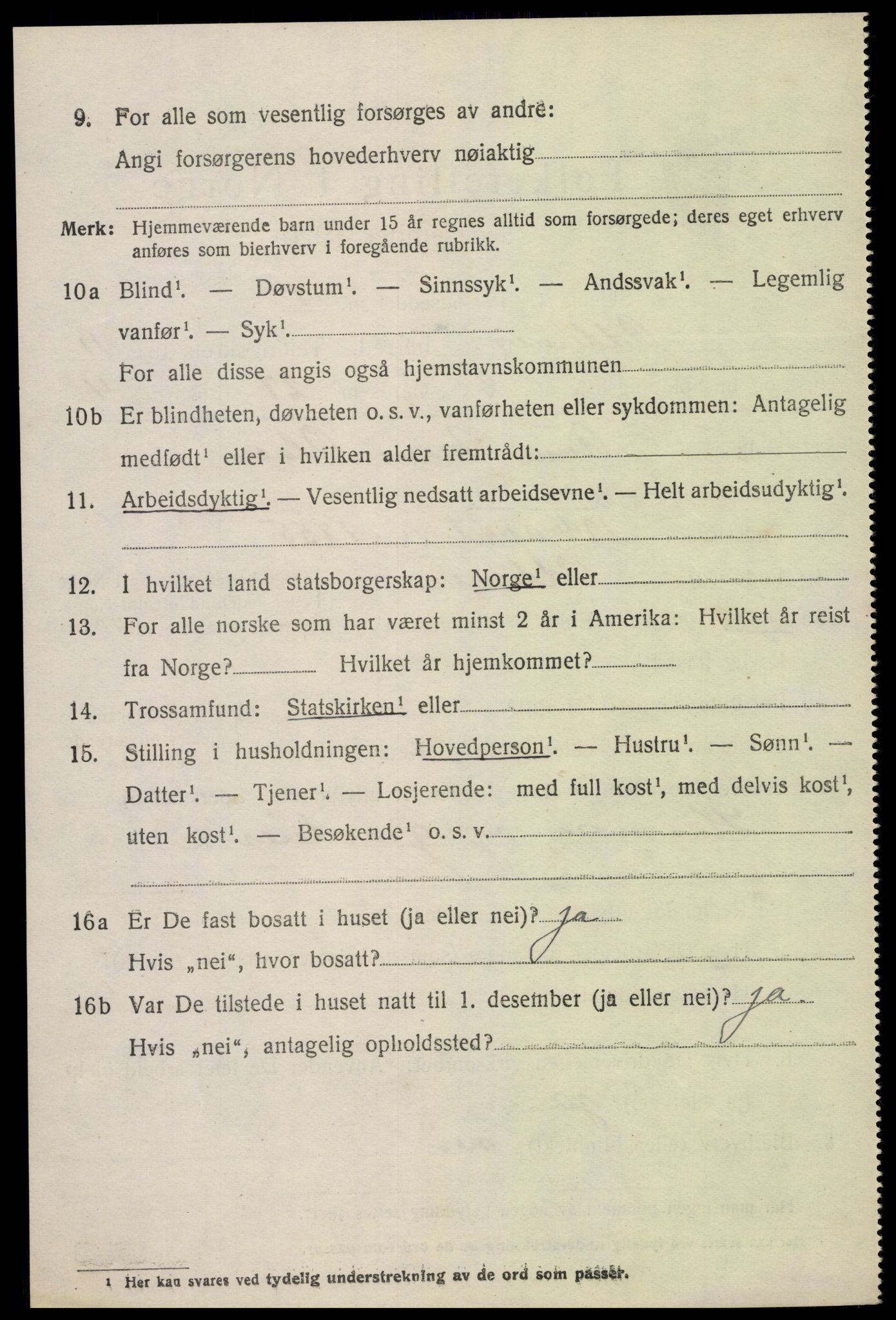 SAK, 1920 census for Oddernes, 1920, p. 7074