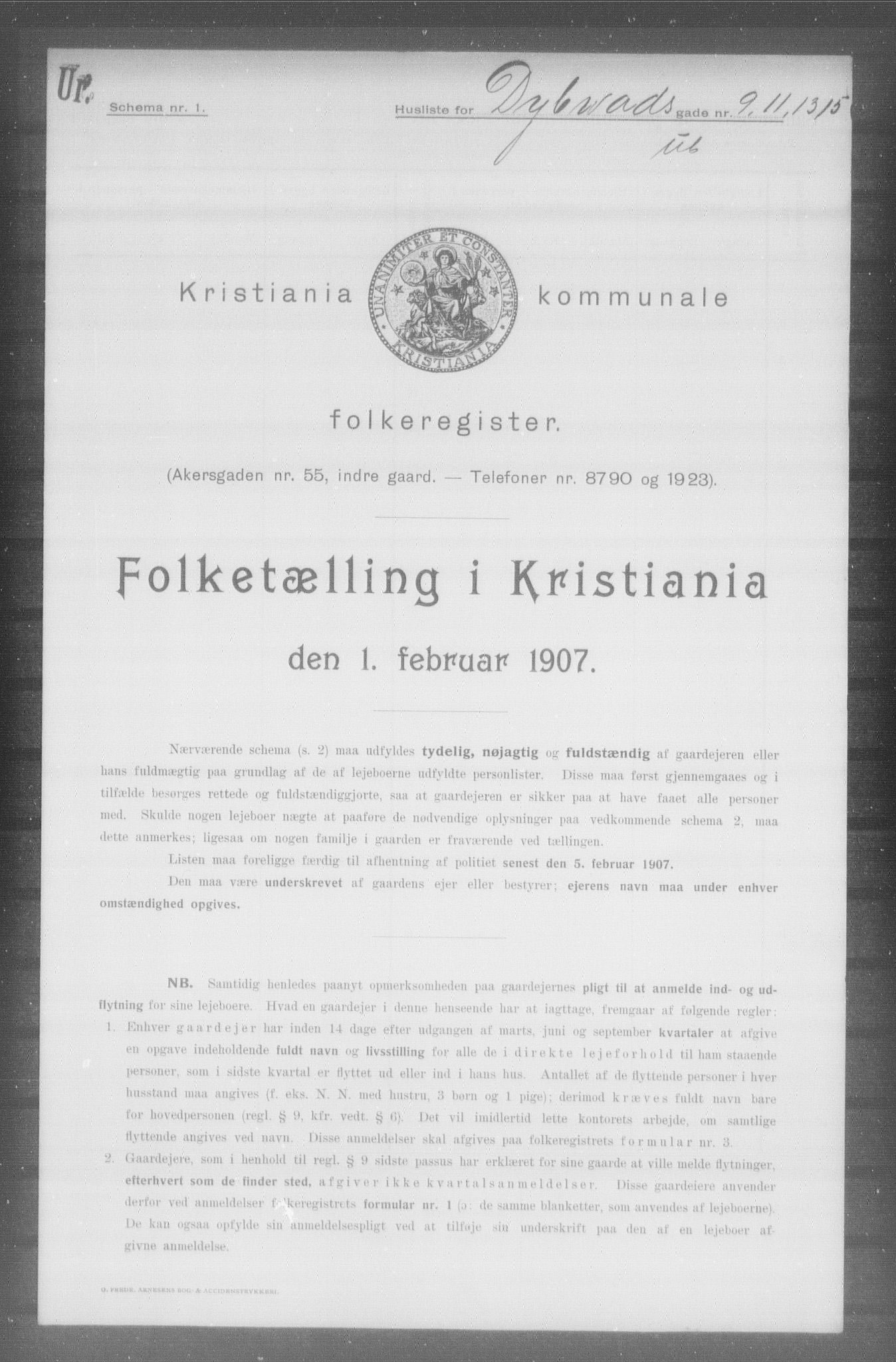 OBA, Municipal Census 1907 for Kristiania, 1907, p. 8945