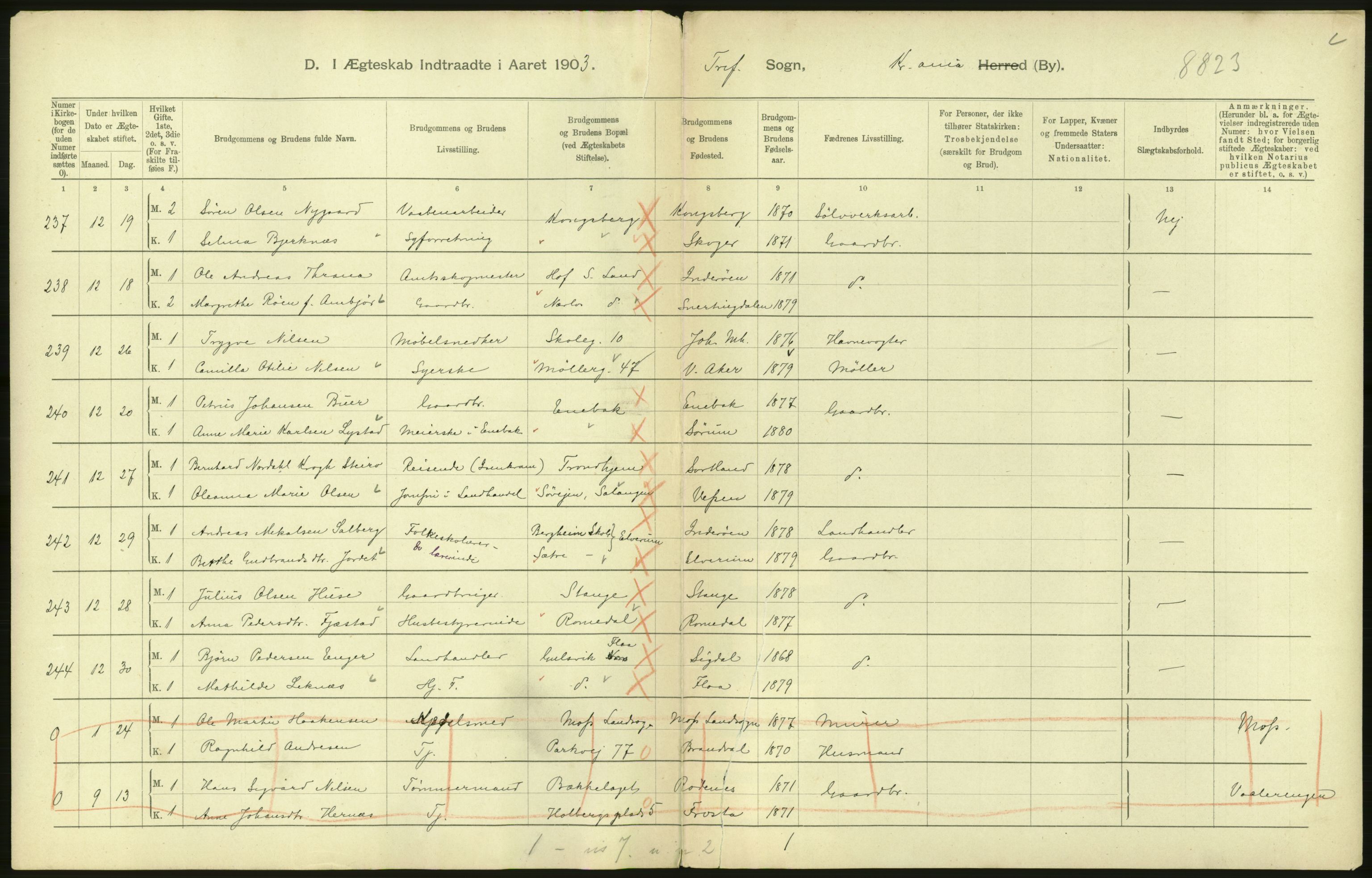 Statistisk sentralbyrå, Sosiodemografiske emner, Befolkning, AV/RA-S-2228/D/Df/Dfa/Dfaa/L0004: Kristiania: Gifte, døde, 1903, p. 588