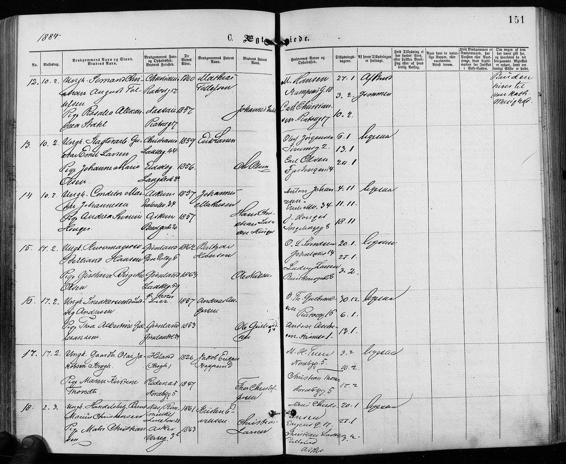 Grønland prestekontor Kirkebøker, AV/SAO-A-10848/F/Fa/L0006: Parish register (official) no. 6, 1877-1886, p. 151