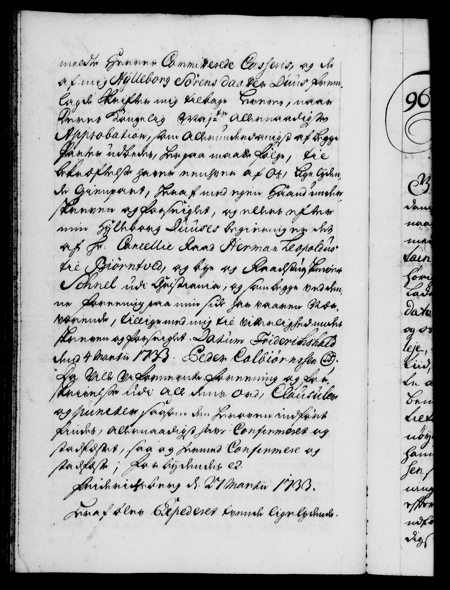 Danske Kanselli 1572-1799, AV/RA-EA-3023/F/Fc/Fca/Fcaa/L0028: Norske registre, 1733-1734, p. 74b