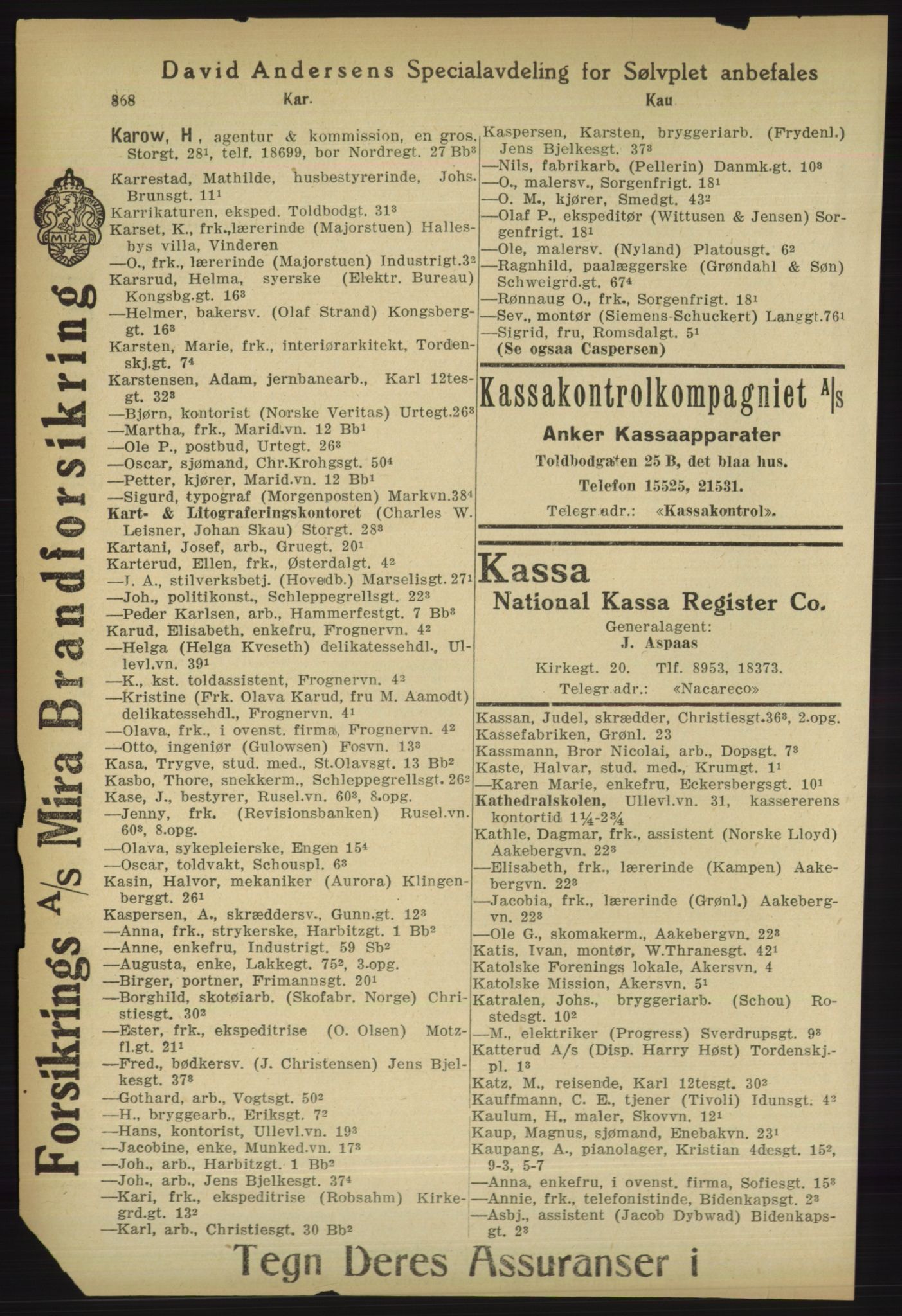 Kristiania/Oslo adressebok, PUBL/-, 1918, p. 893