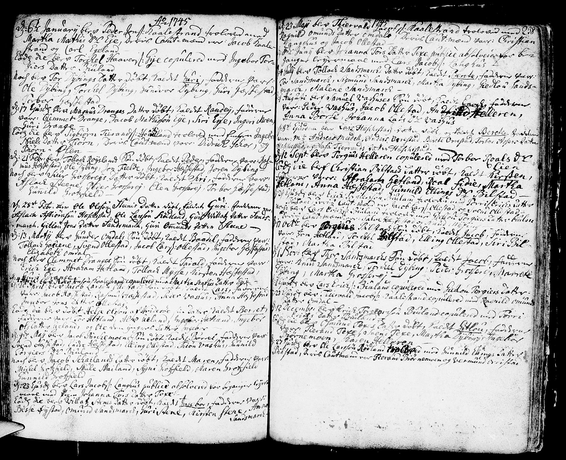 Helleland sokneprestkontor, SAST/A-101810: Parish register (official) no. A 1 /3, 1713-1761, p. 238