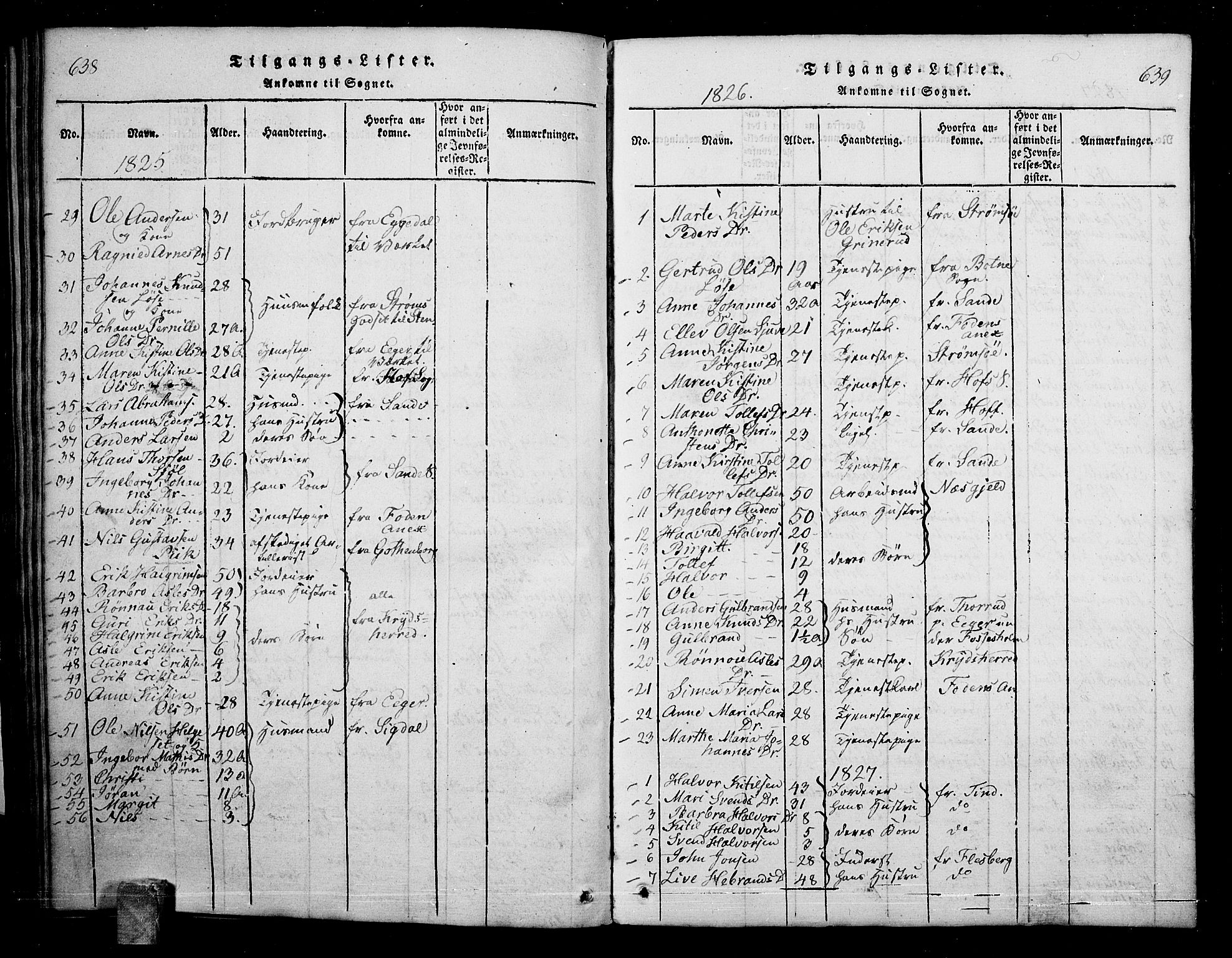 Skoger kirkebøker, AV/SAKO-A-59/G/Ga/L0001: Parish register (copy) no. I 1, 1814-1845, p. 638-639