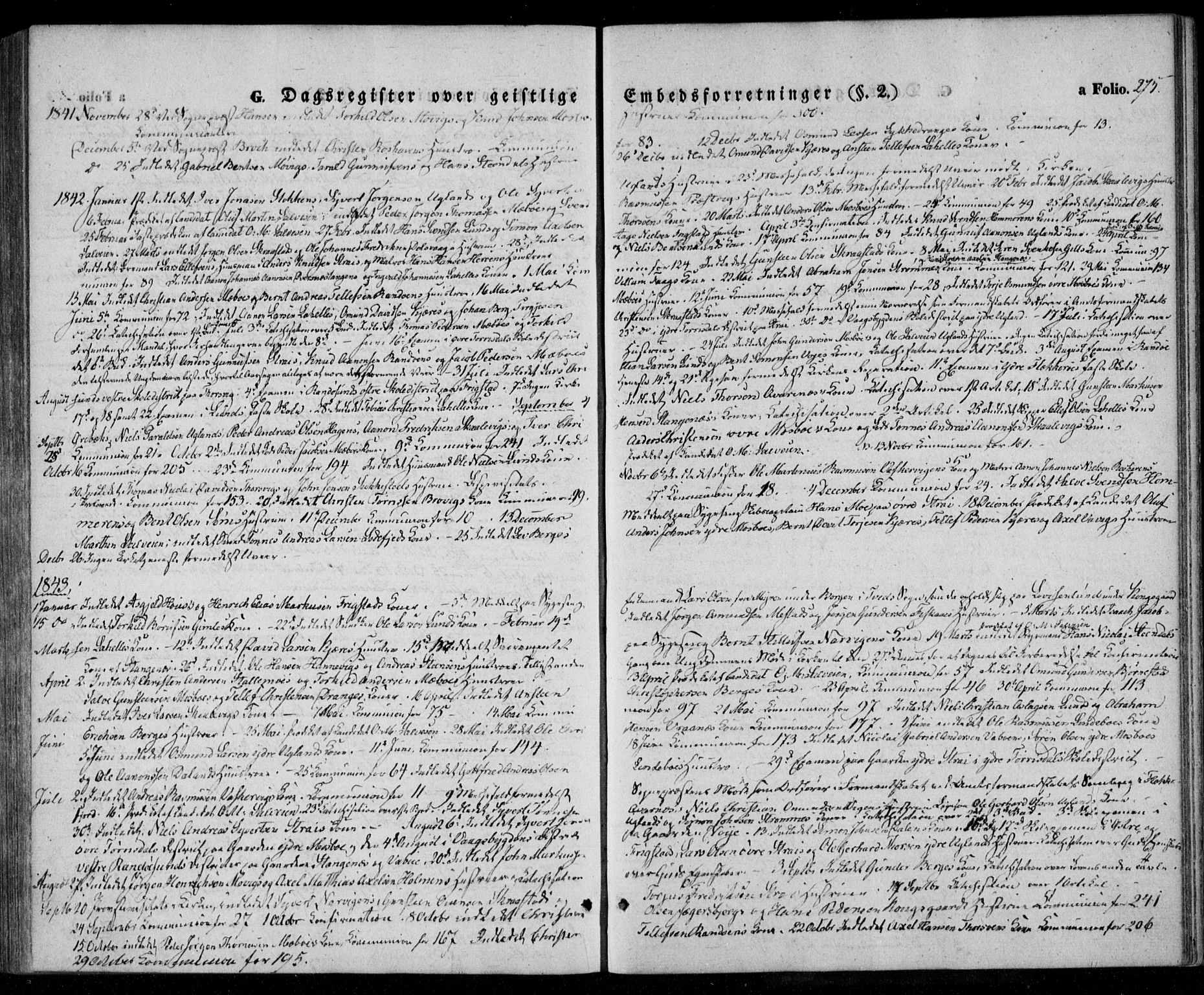 Oddernes sokneprestkontor, AV/SAK-1111-0033/F/Fa/Faa/L0006: Parish register (official) no. A 6, 1838-1851, p. 275