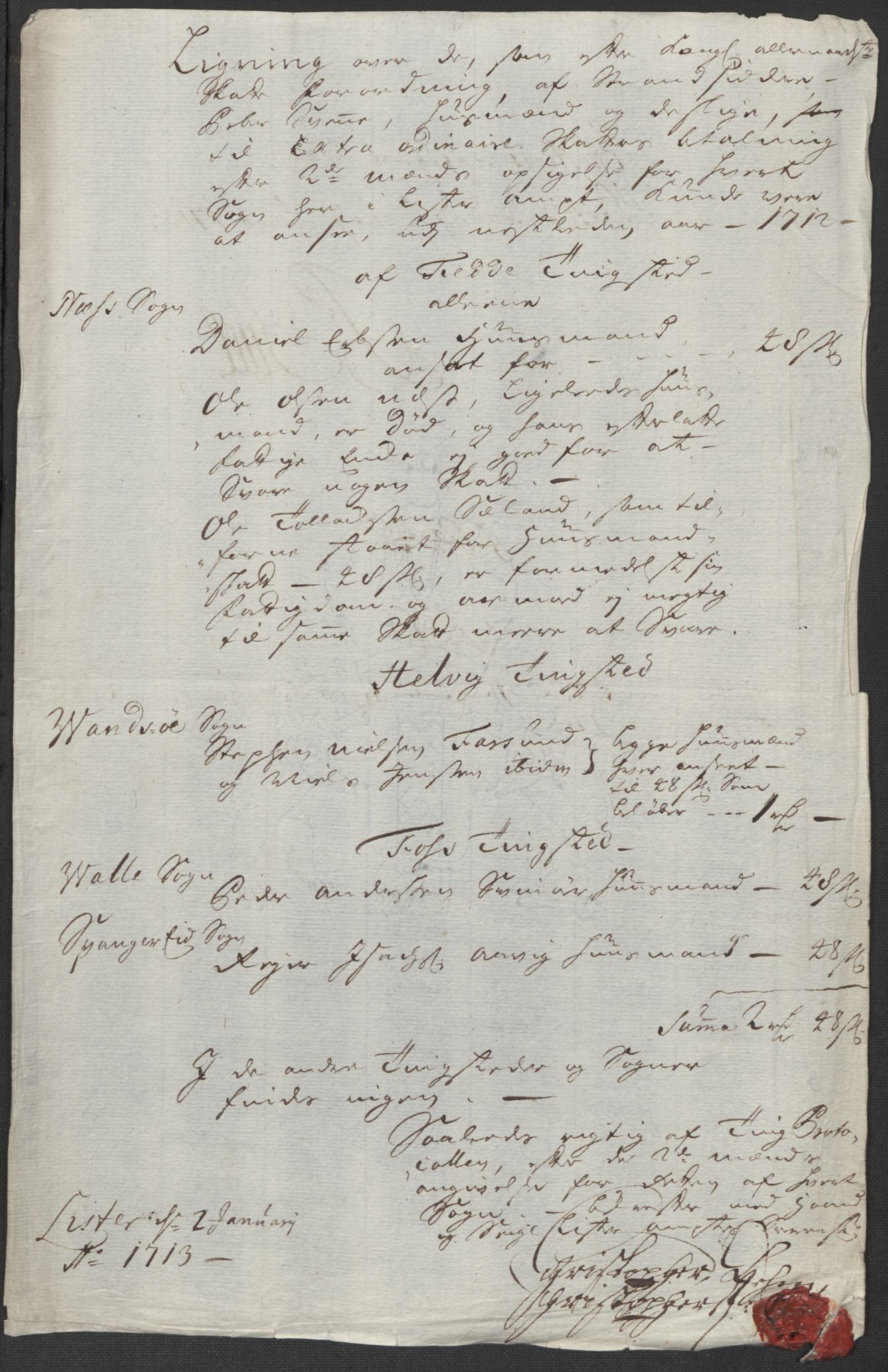 Rentekammeret inntil 1814, Reviderte regnskaper, Fogderegnskap, RA/EA-4092/R43/L2555: Fogderegnskap Lista og Mandal, 1712, p. 62