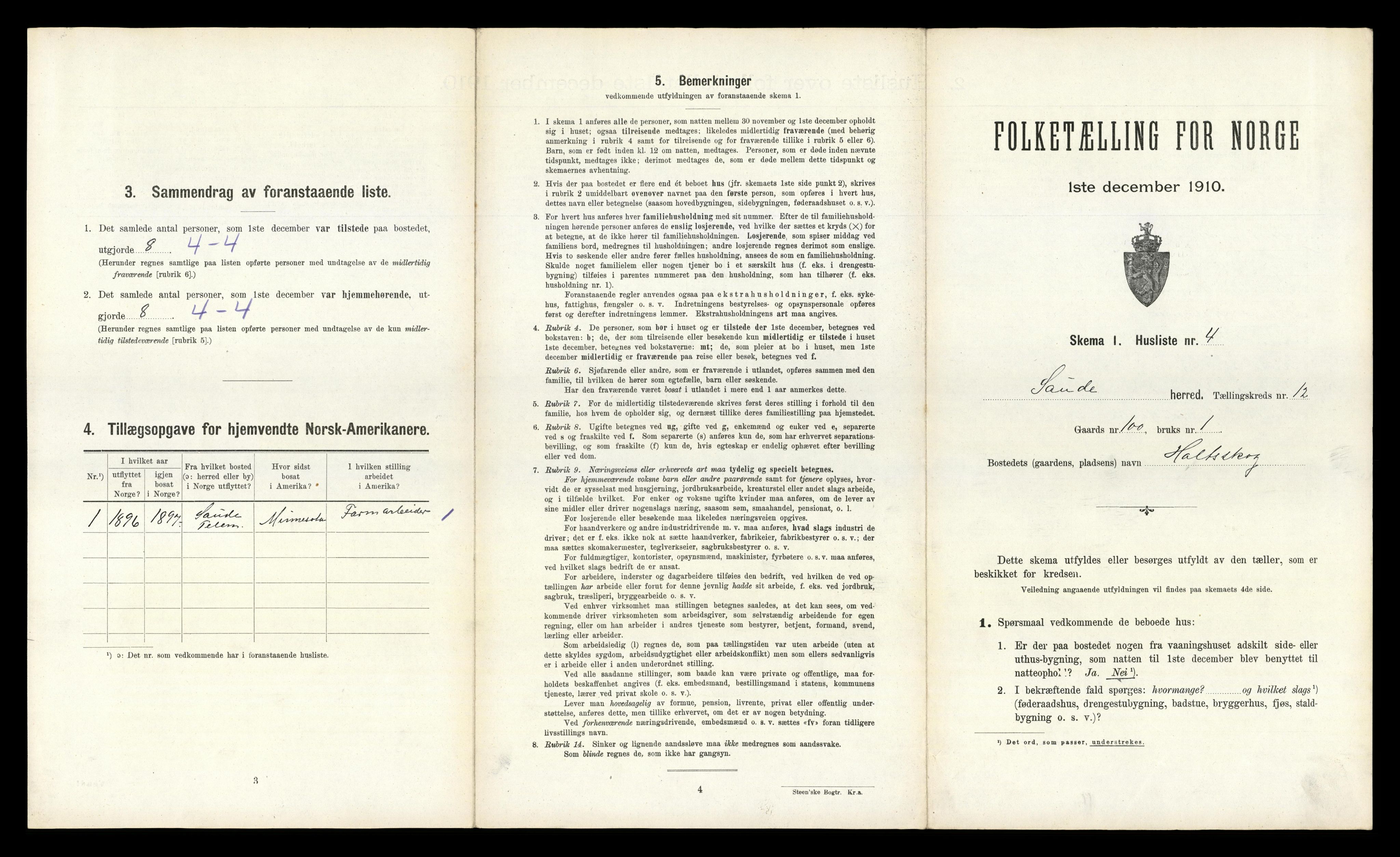 RA, 1910 census for Sauherad, 1910, p. 1295