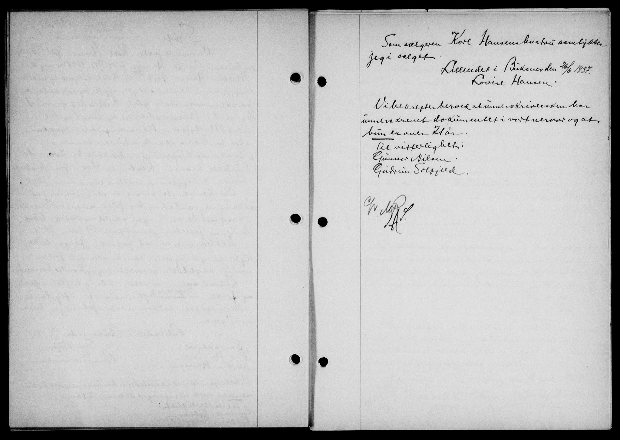 Lofoten sorenskriveri, SAT/A-0017/1/2/2C/L0002a: Mortgage book no. 2a, 1937-1937, Diary no: : 1431/1937