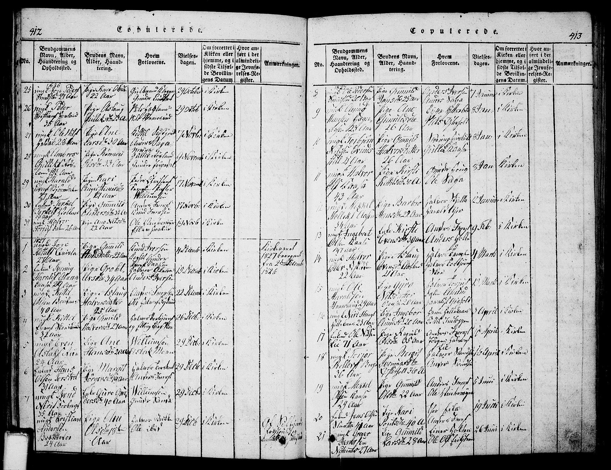 Bø kirkebøker, SAKO/A-257/G/Ga/L0001: Parish register (copy) no. 1, 1815-1831, p. 412-413