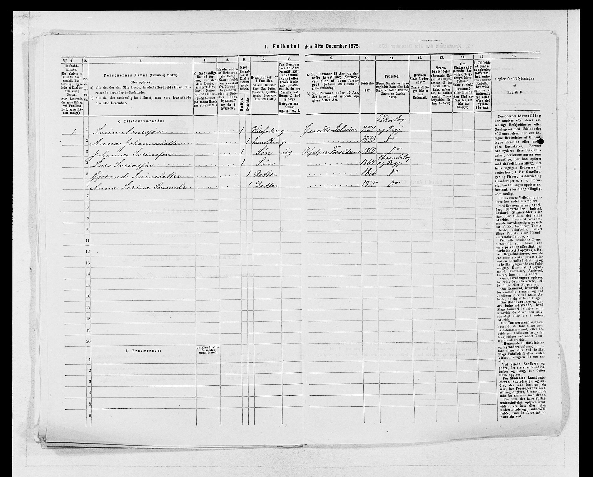 SAB, 1875 census for 1226P Strandebarm, 1875, p. 320