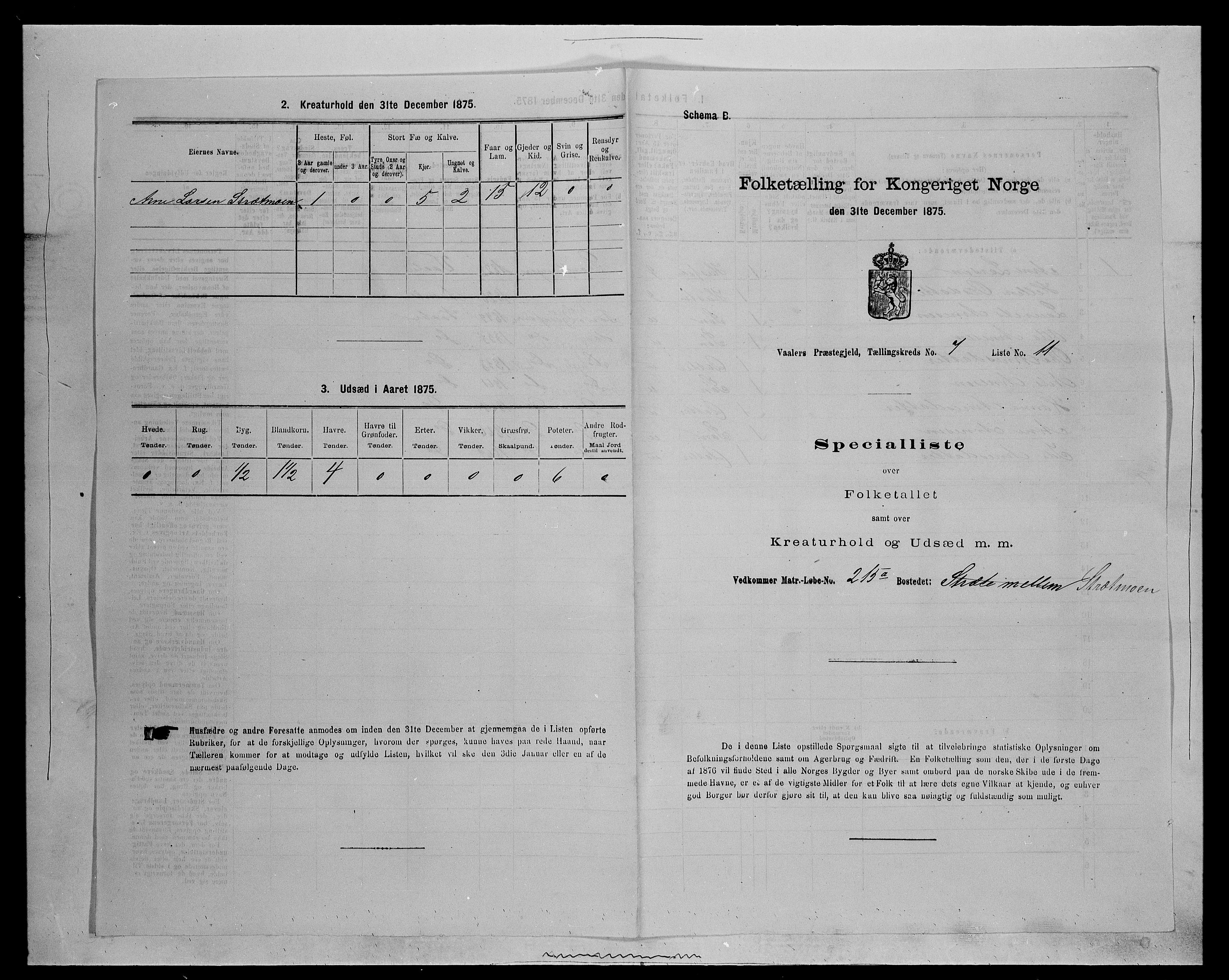 SAH, 1875 census for 0426P Våler parish (Hedmark), 1875, p. 900