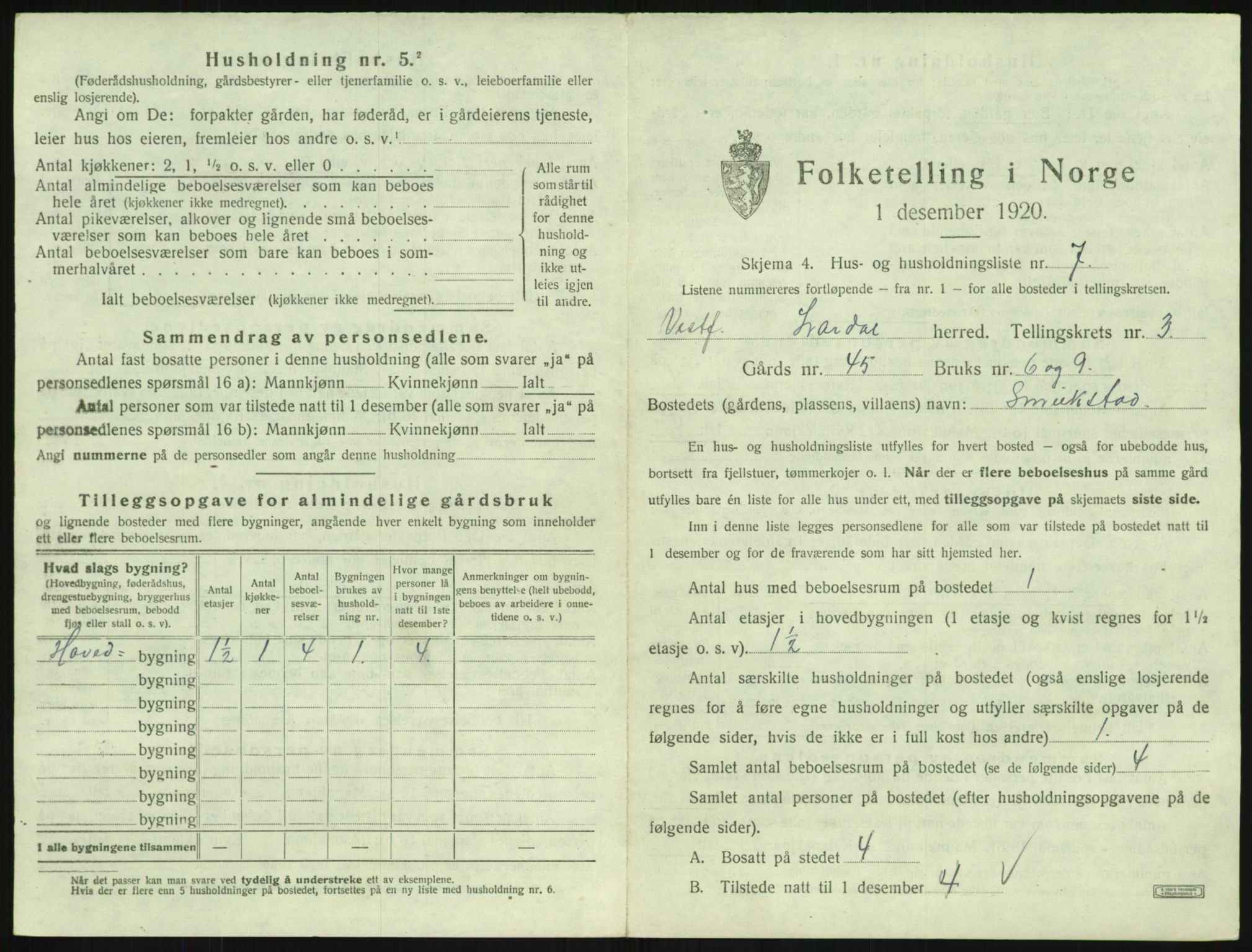 SAKO, 1920 census for Lardal, 1920, p. 329