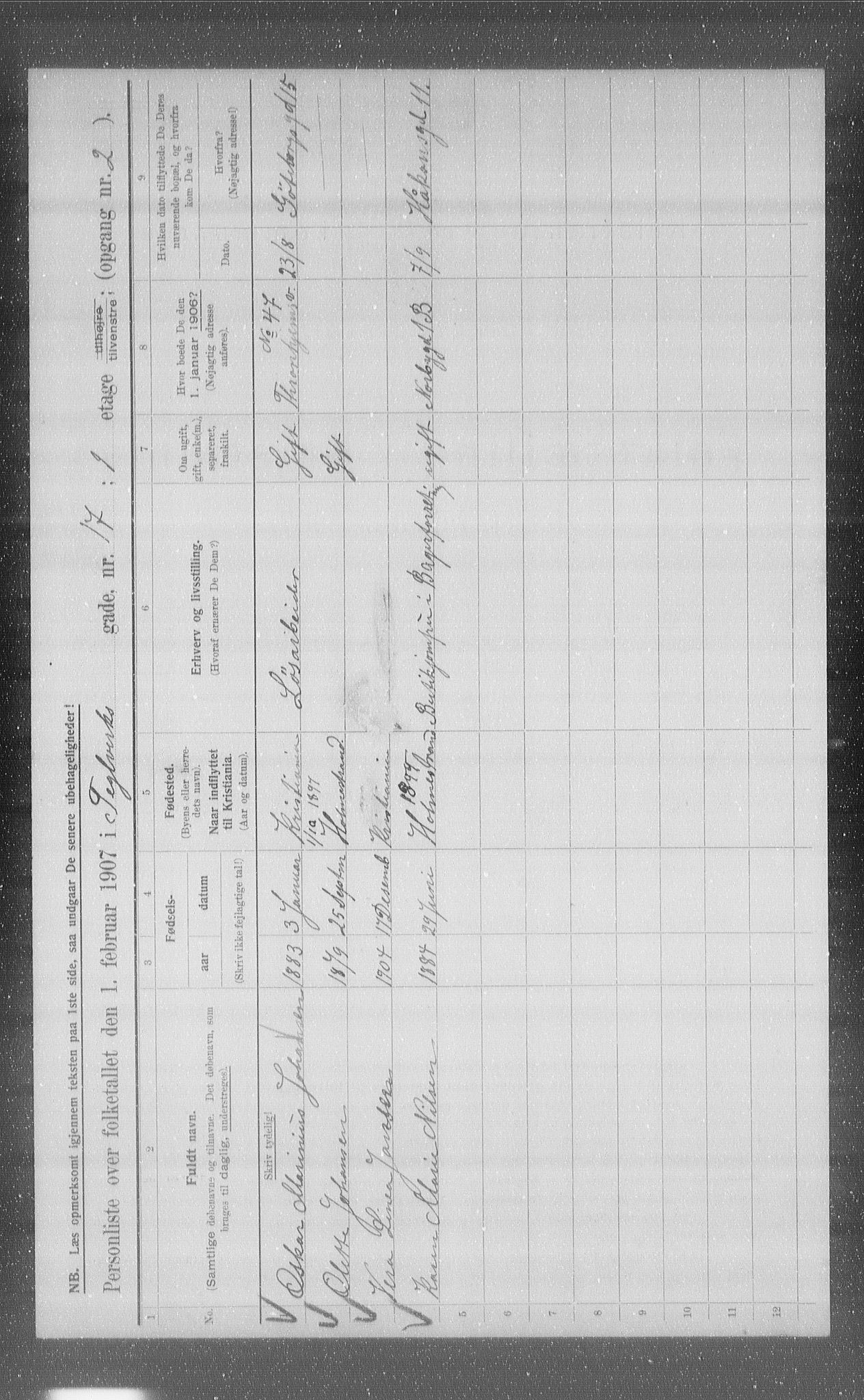 OBA, Municipal Census 1907 for Kristiania, 1907, p. 54709