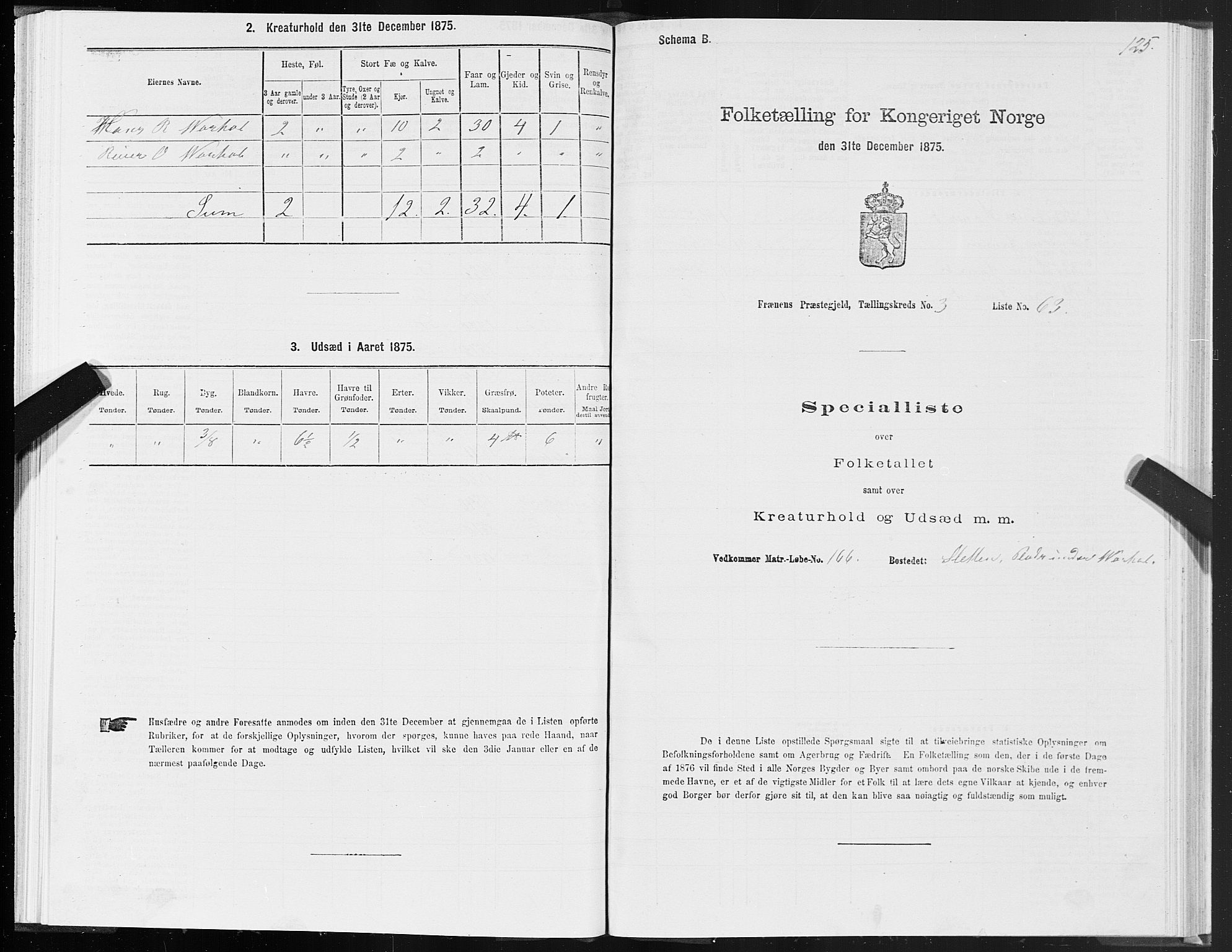 SAT, 1875 census for 1548P Fræna, 1875, p. 2125