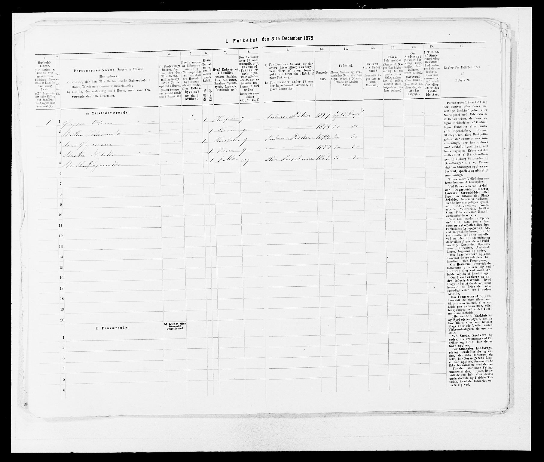 SAB, 1875 census for 1246P Fjell, 1875, p. 294