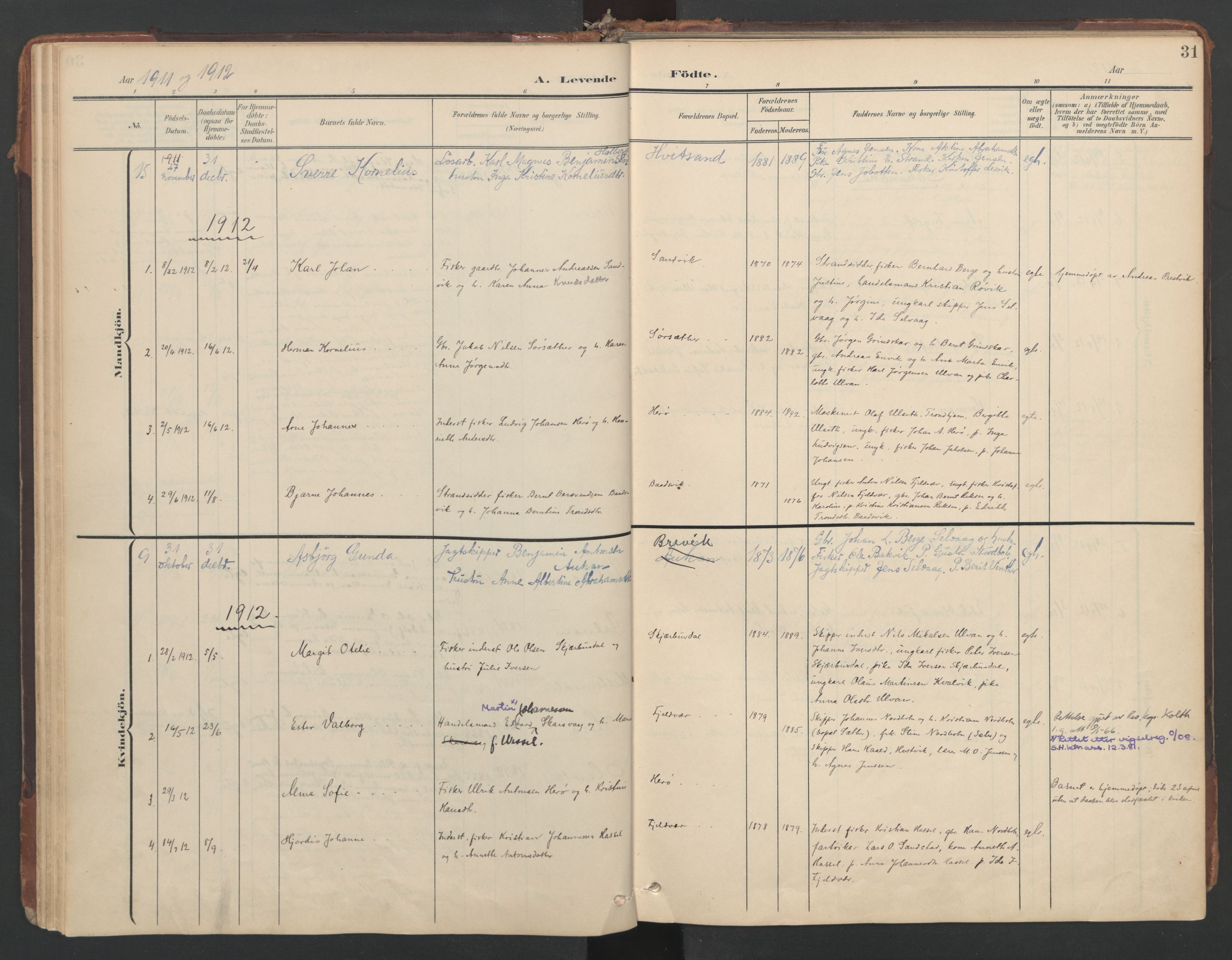 Ministerialprotokoller, klokkerbøker og fødselsregistre - Sør-Trøndelag, SAT/A-1456/638/L0568: Parish register (official) no. 638A01, 1901-1916, p. 31