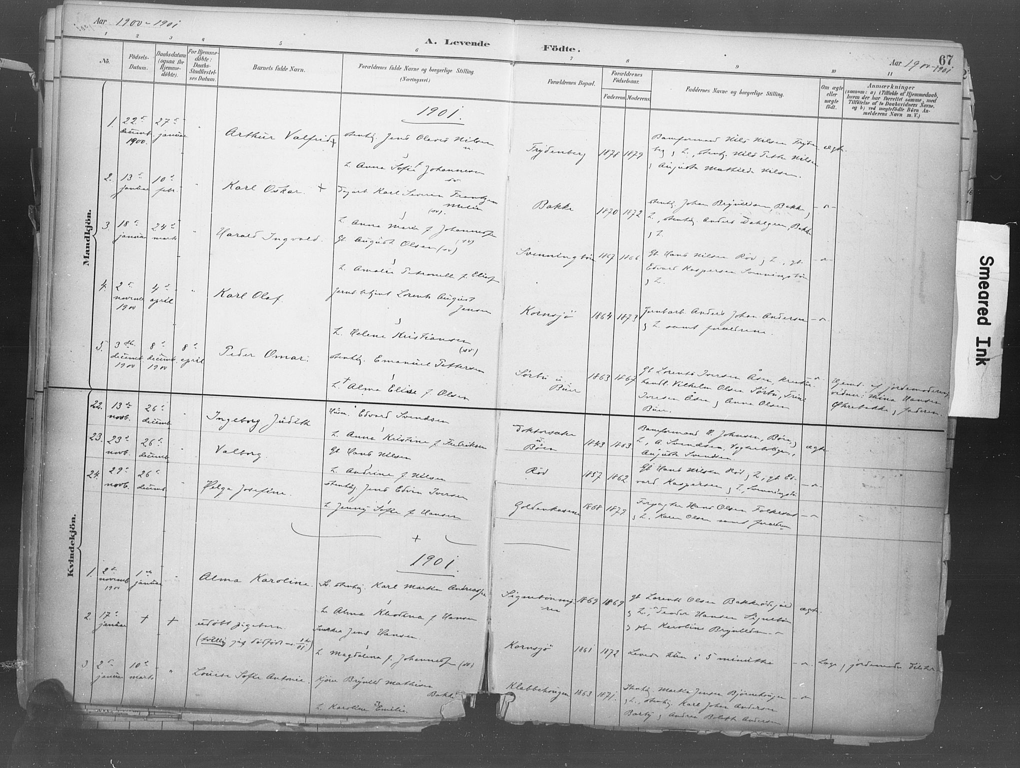 Idd prestekontor Kirkebøker, SAO/A-10911/F/Fb/L0002: Parish register (official) no. II 2, 1882-1923, p. 67