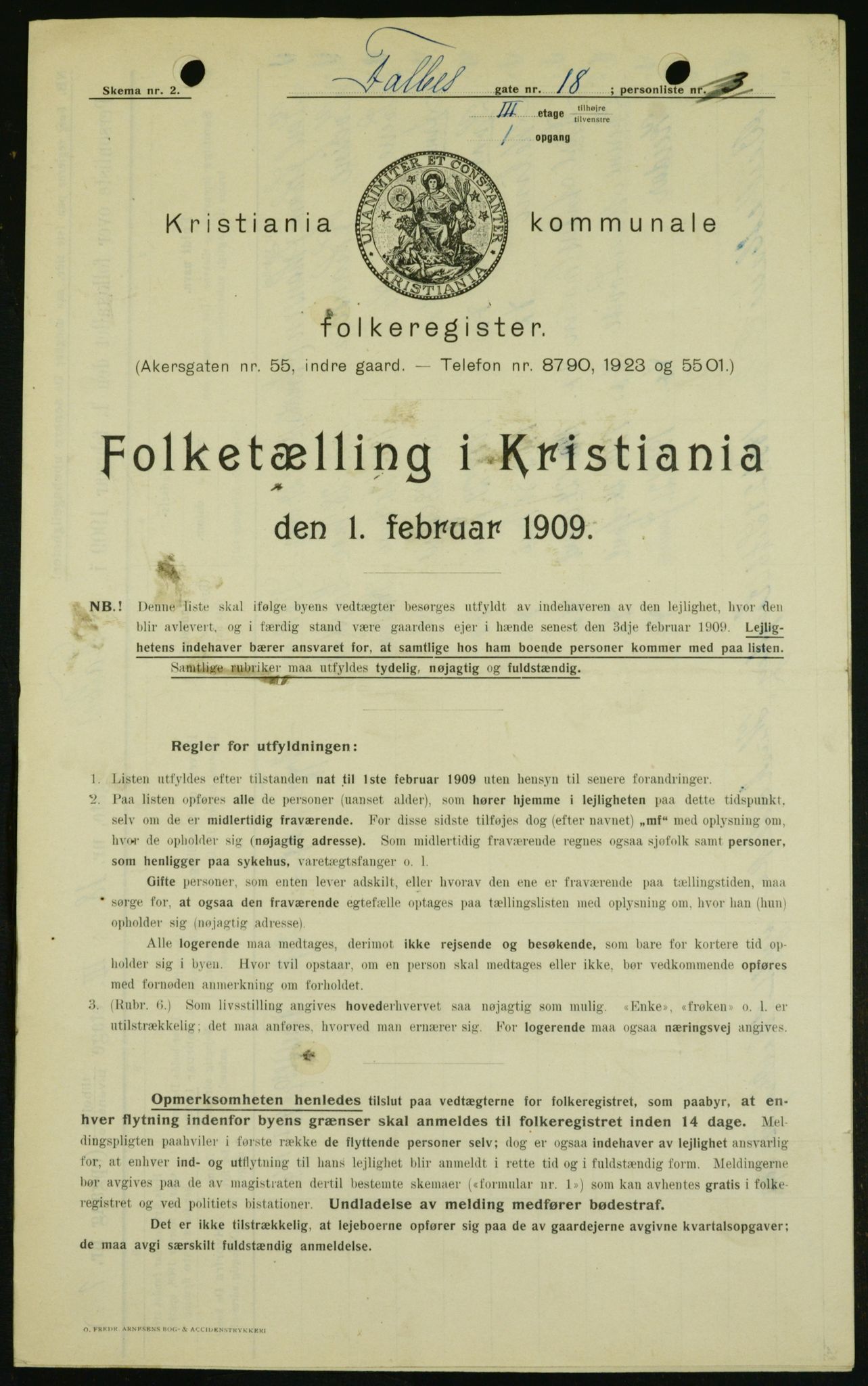 OBA, Municipal Census 1909 for Kristiania, 1909, p. 20960