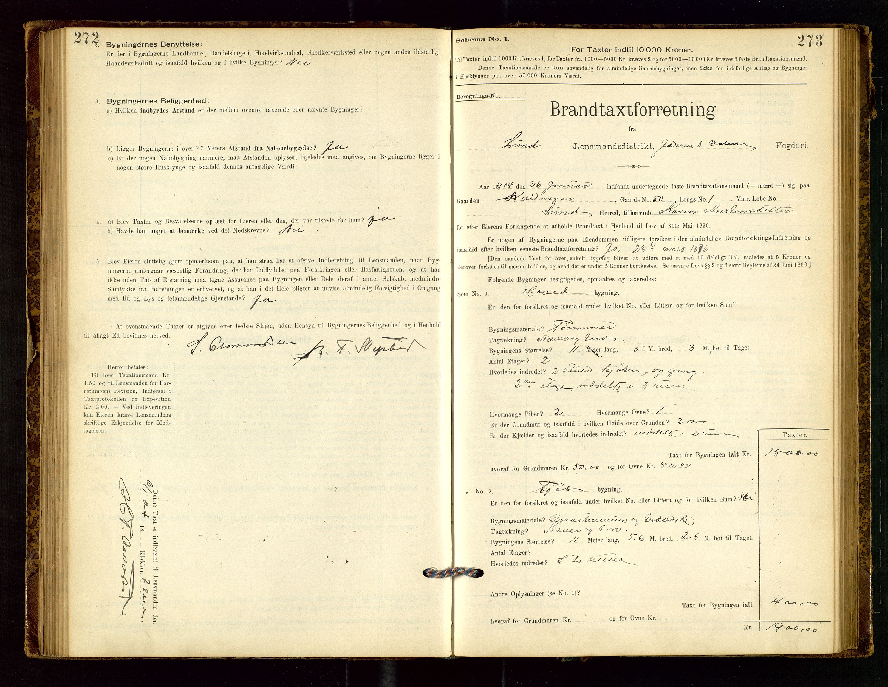 Lund lensmannskontor, SAST/A-100303/Gob/L0001: "Brandtakstprotokol", 1894-1907, p. 272-273