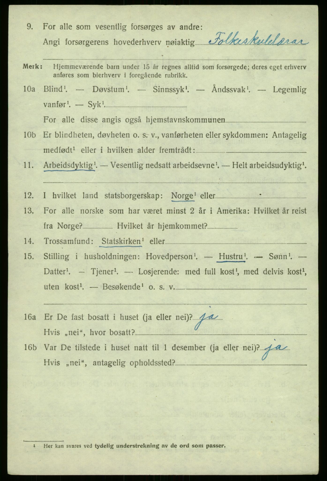 SAB, 1920 census for Lavik, 1920, p. 1909