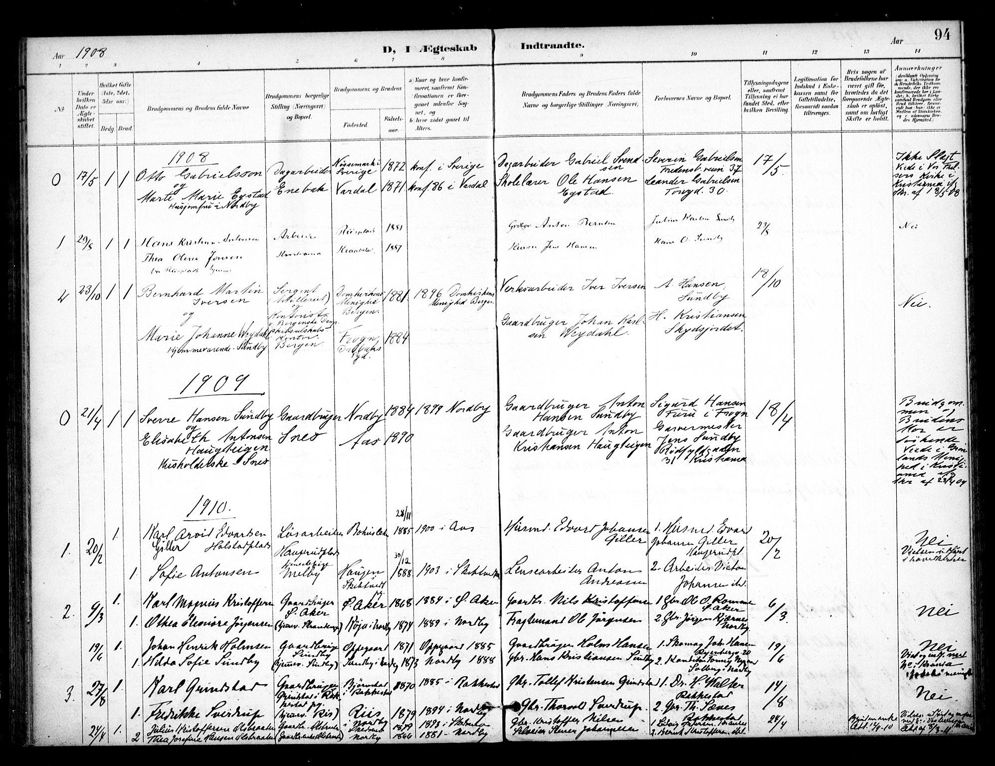 Ås prestekontor Kirkebøker, SAO/A-10894/F/Fb/L0002: Parish register (official) no. II 2, 1895-1916, p. 94