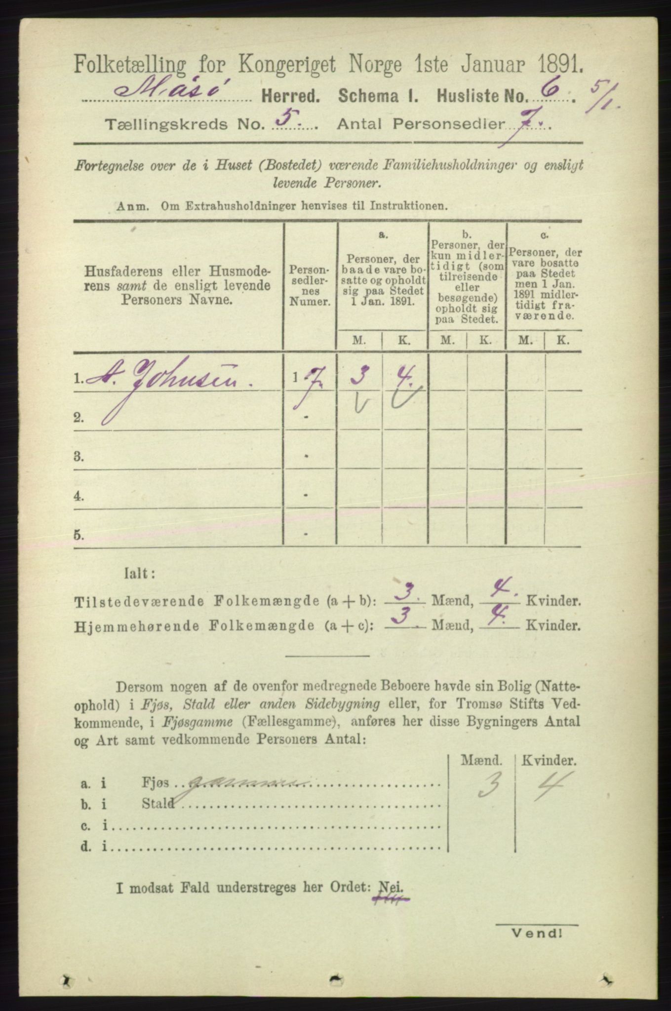 RA, 1891 census for 2018 Måsøy, 1891, p. 660