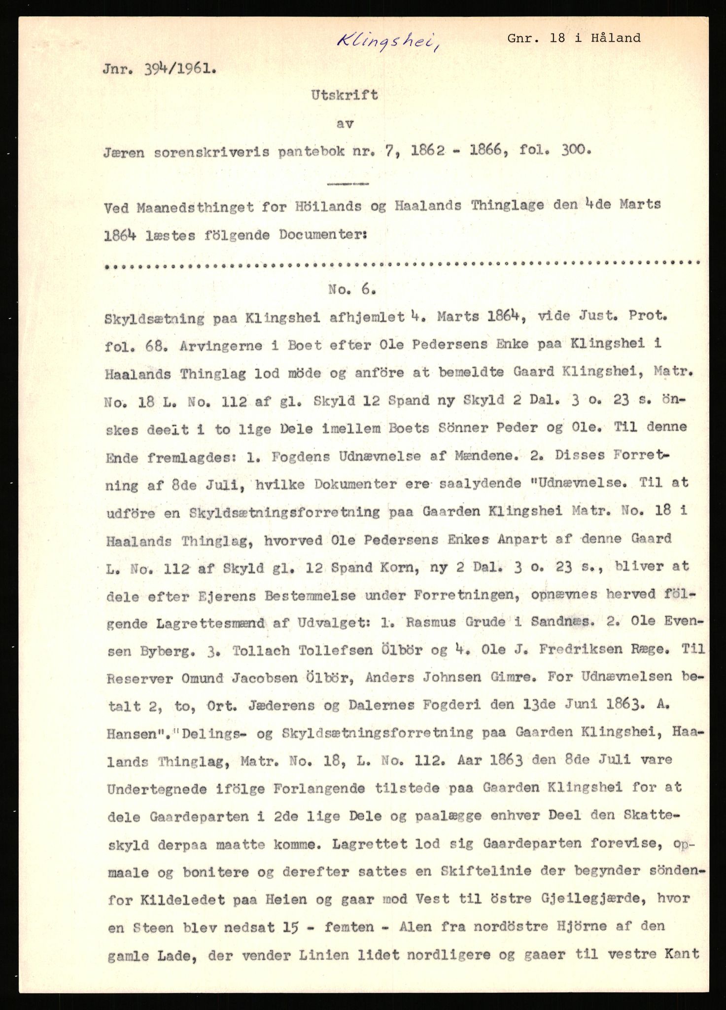 Statsarkivet i Stavanger, SAST/A-101971/03/Y/Yj/L0047: Avskrifter sortert etter gårdsnavn: Kirketeigen - Klovning, 1750-1930, p. 492