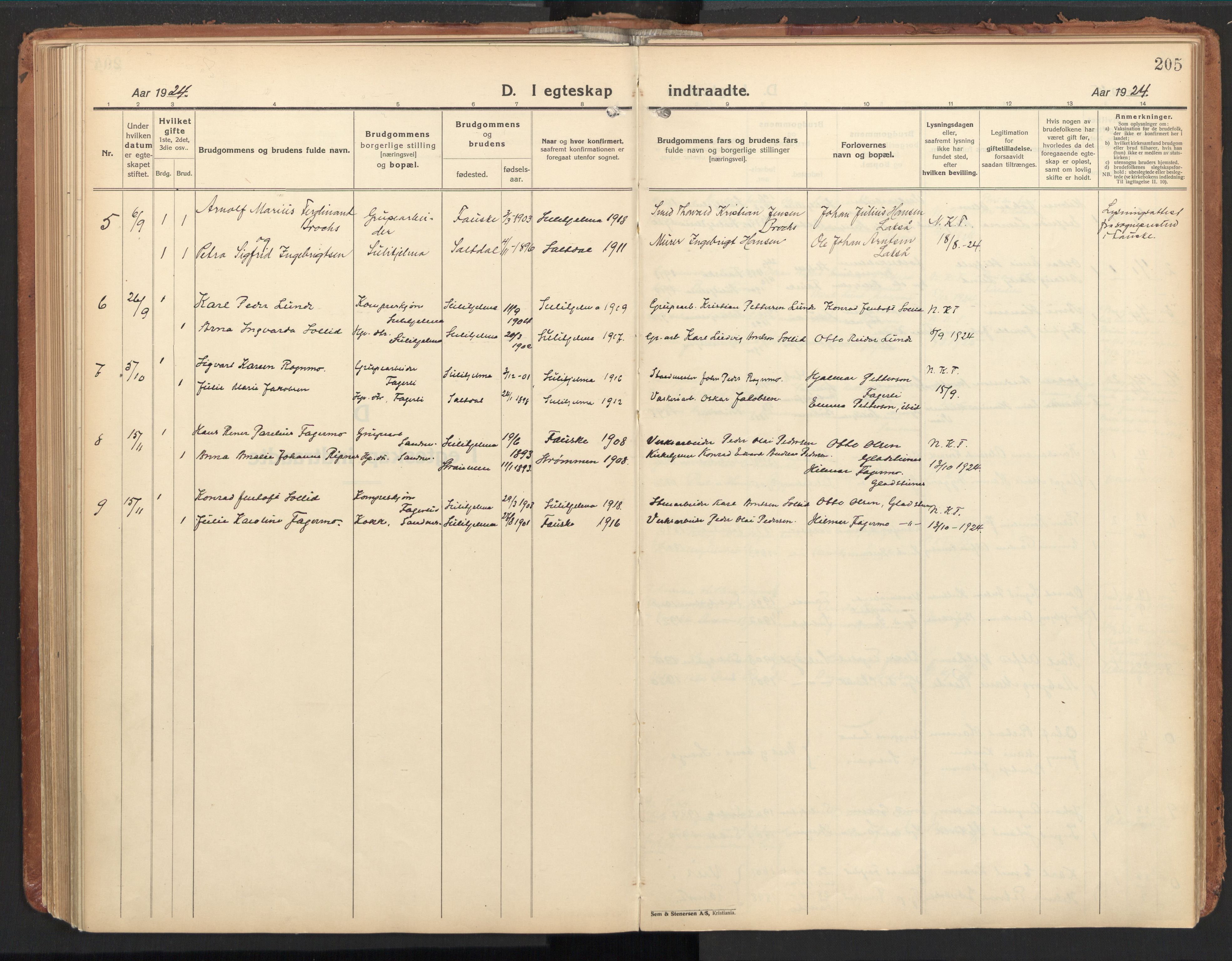 Ministerialprotokoller, klokkerbøker og fødselsregistre - Nordland, SAT/A-1459/850/L0716: Curate's parish register no. 850B06, 1924-1938, p. 205