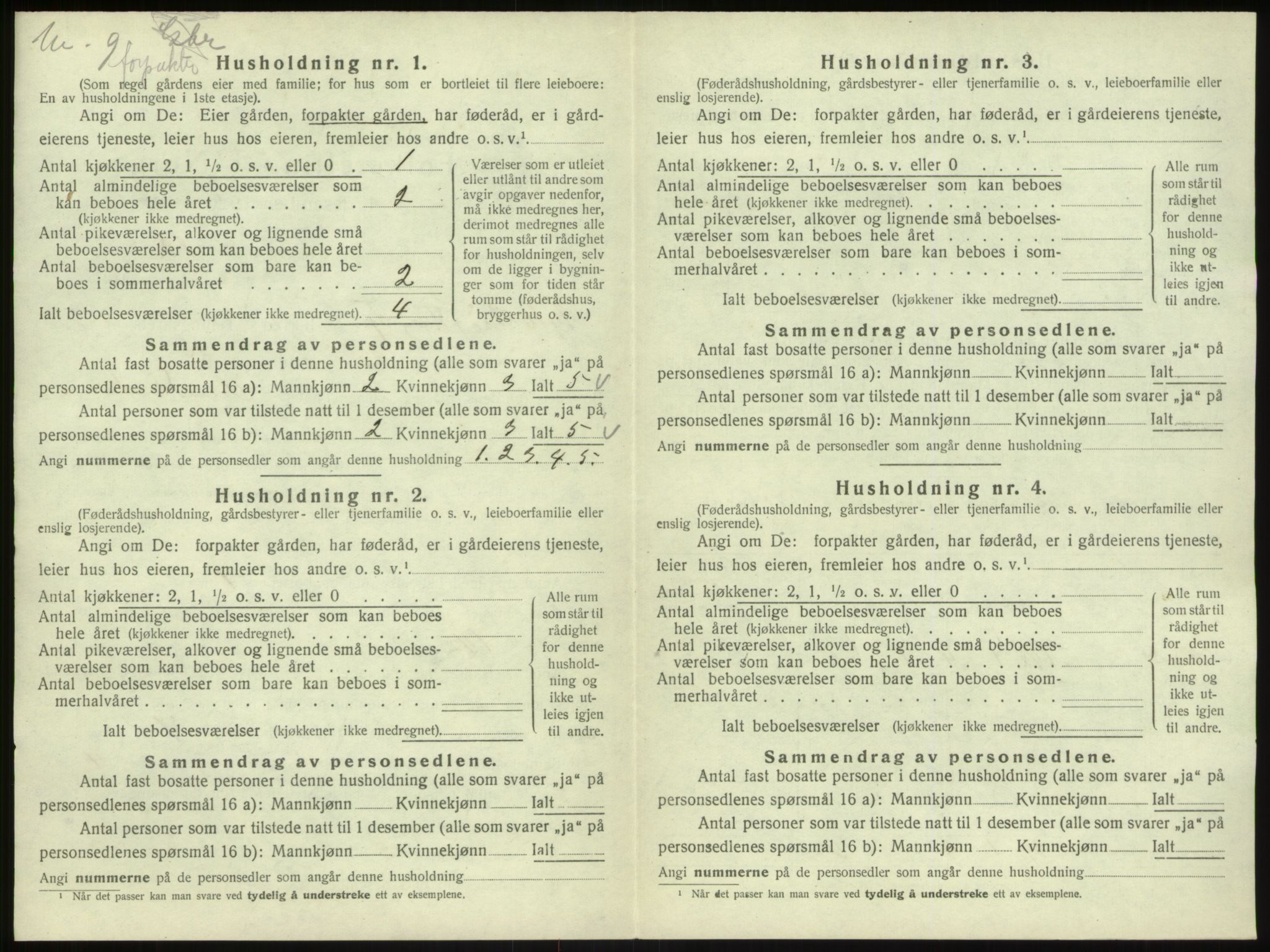 SAB, 1920 census for Hyllestad, 1920, p. 173