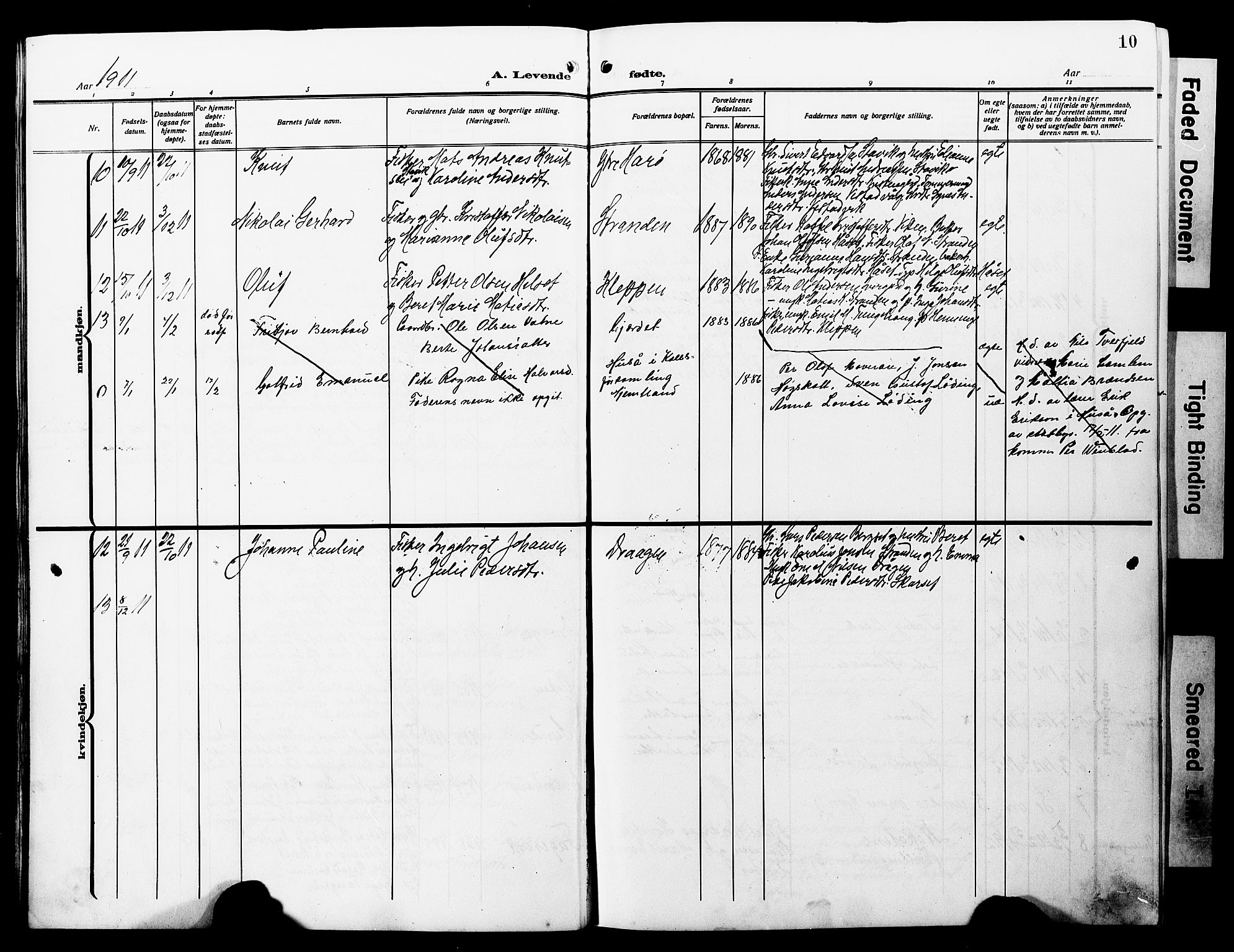 Ministerialprotokoller, klokkerbøker og fødselsregistre - Møre og Romsdal, SAT/A-1454/566/L0774: Parish register (copy) no. 566C03, 1910-1929, p. 10